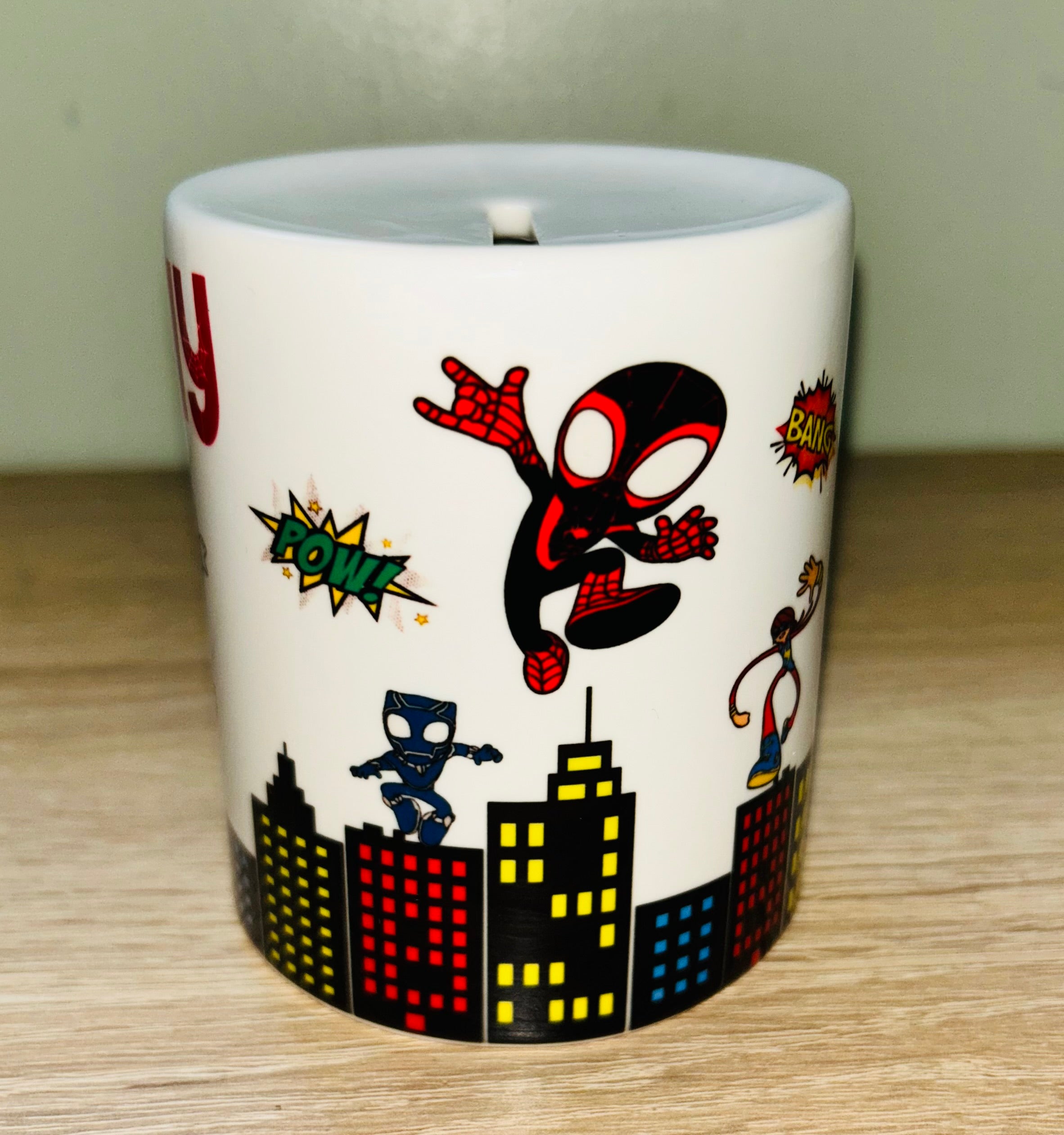 Ghost Spidey Design Personalised Money Box, Piggy Bank, Birthday Gift, Baby gift, keepsake, Saving, bedroom/nursery decor, Ceramic