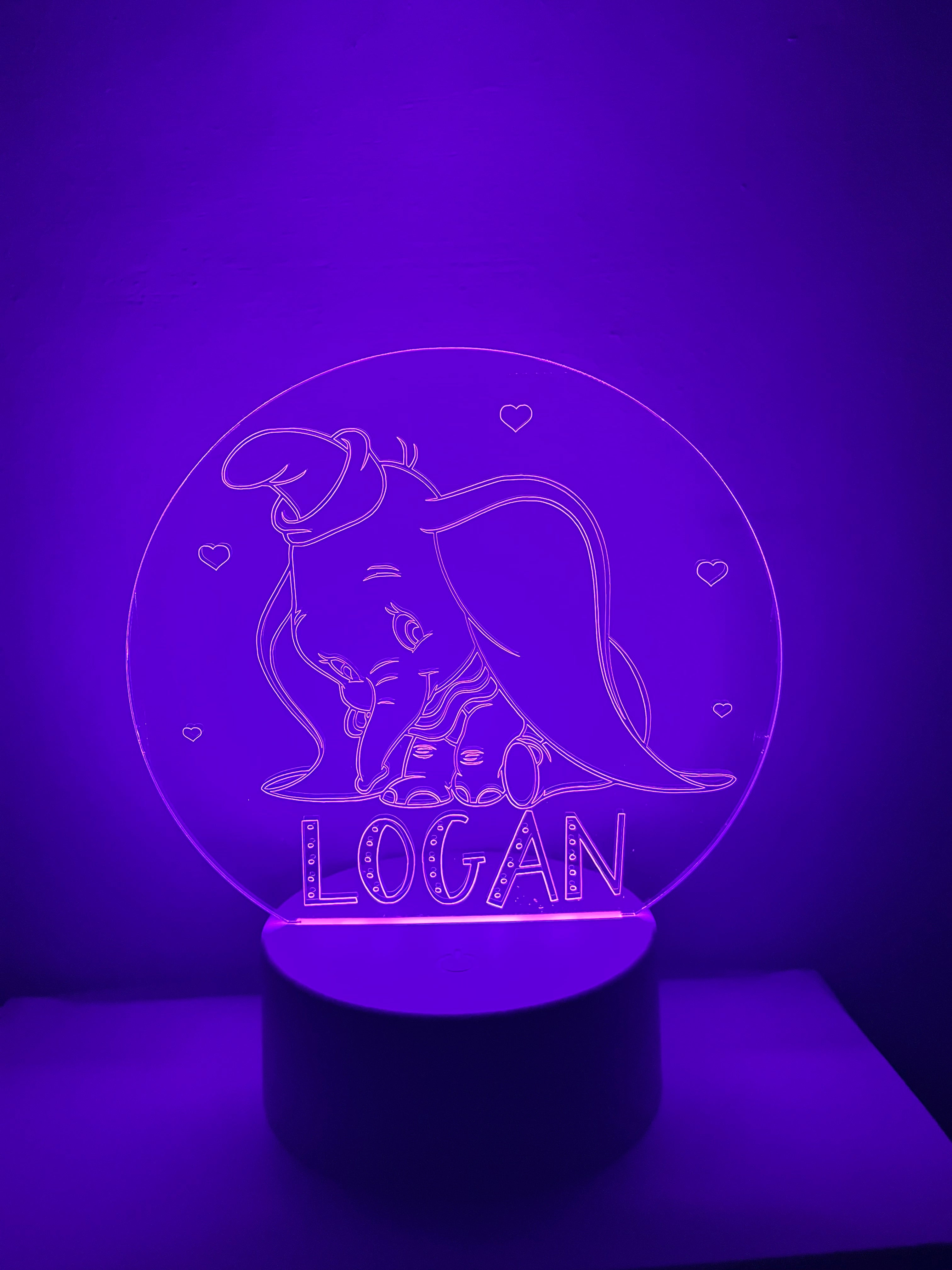 Character /Dumbo Themed LED Night Light - Comes Fully Personalised. Unique Gift Idea