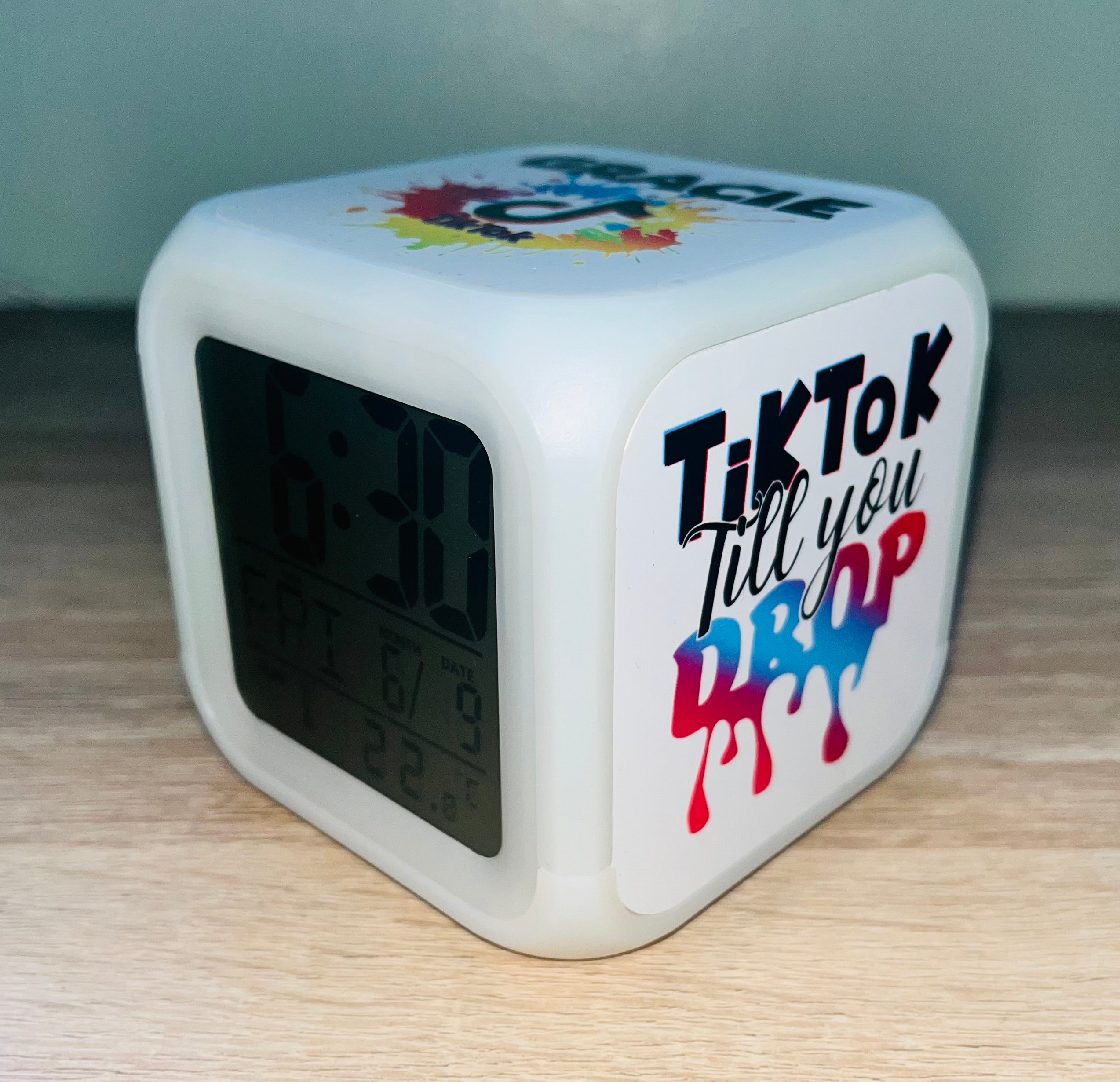 Music Design Personalised LED Cube Digital Alarm Clock - Colour Changing/Great Gift Idea