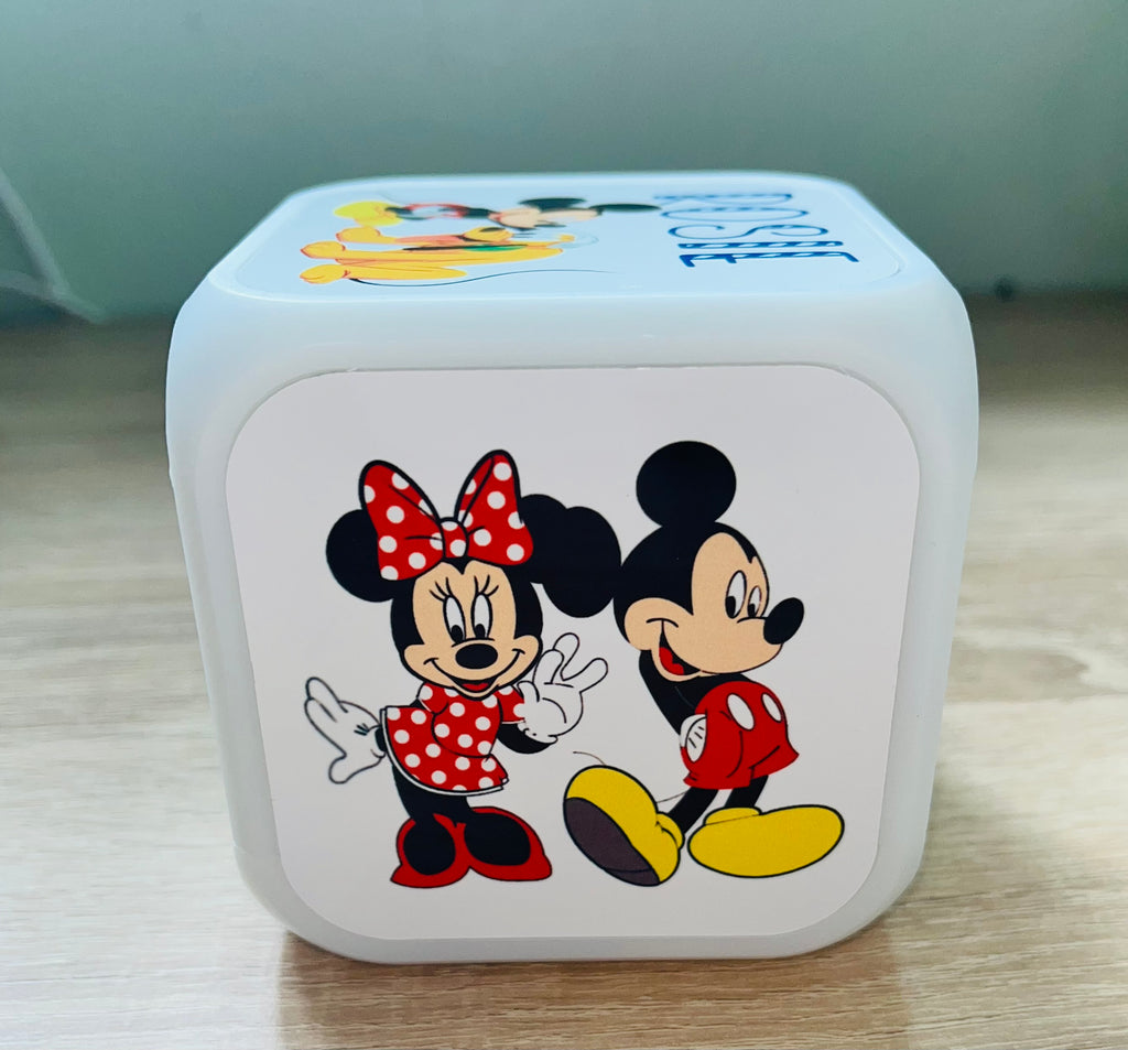 Mickey & Friends Design Personalised LED Cube Digital Alarm Clock - Colour Changing/Great Gift Idea