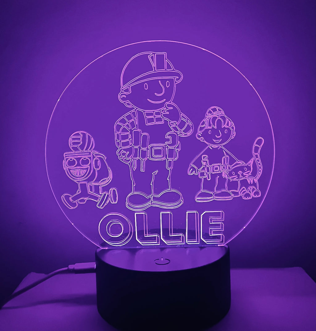 Character/Bulider Themed LED Night Light - Comes Fully Personalised. Unique Gift Idea