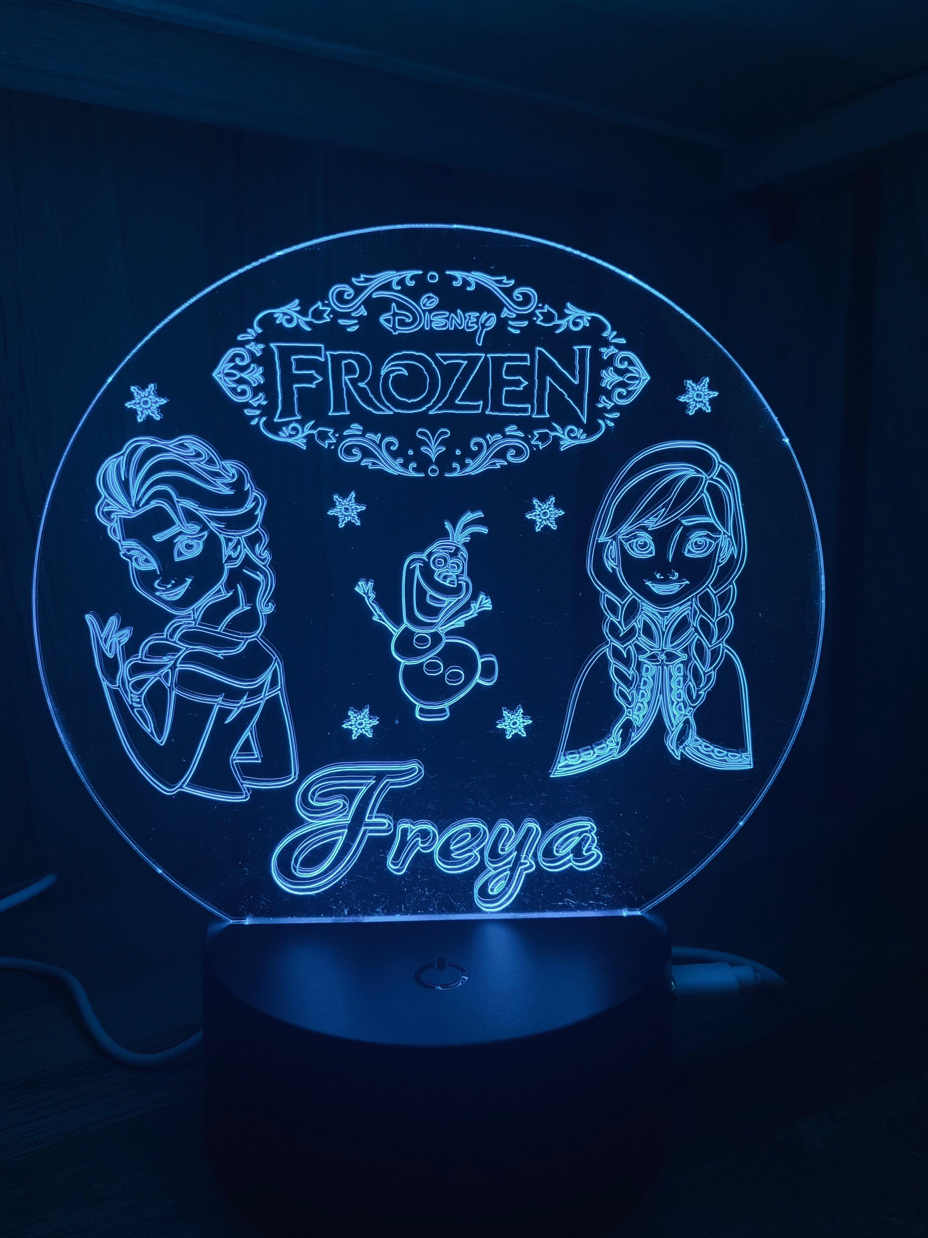 Princess/Frozen Themed LED Night Light - Comes Fully Personalised. Unique Gift Idea