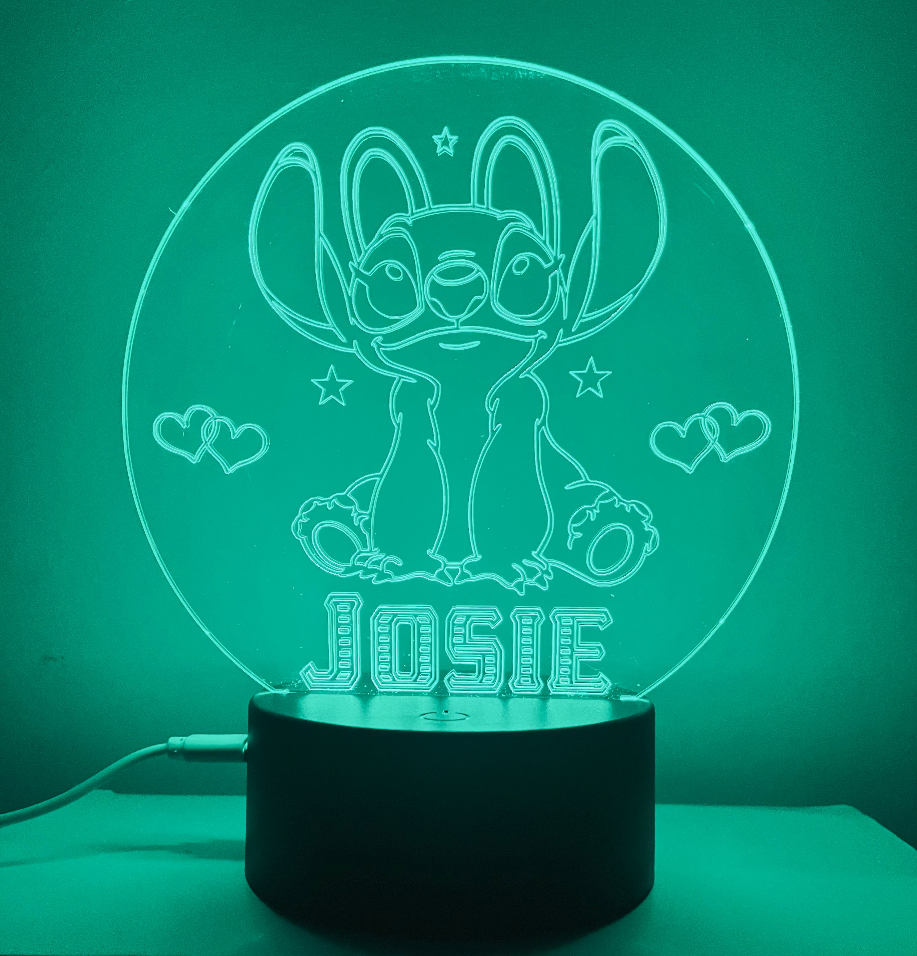 Angel from Stitch Themed LED Night Light - Comes Fully Personalised. Unique Gift Idea