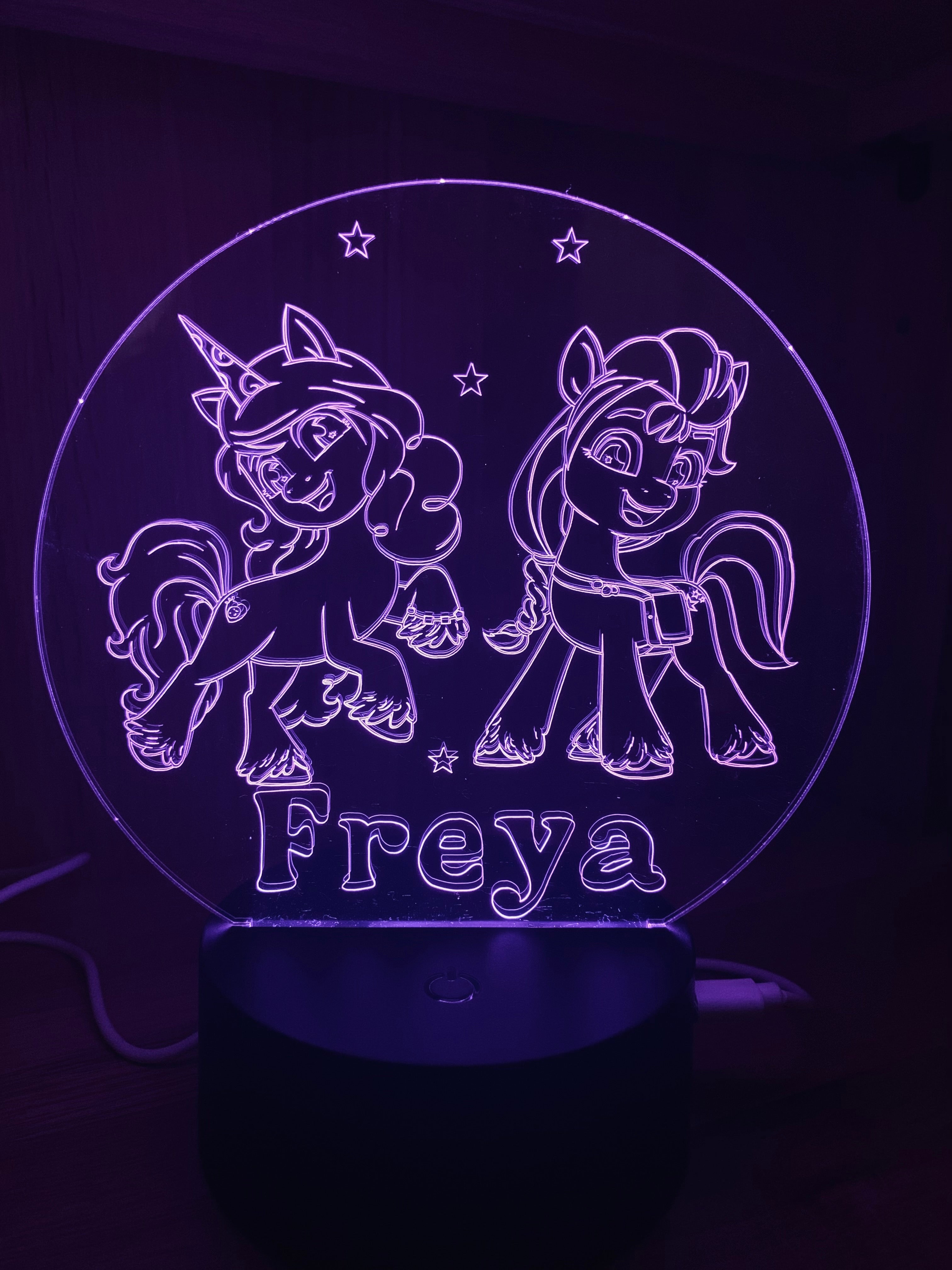 Pony Themed LED Night Light - Comes Fully Personalised. Unique Gift Idea