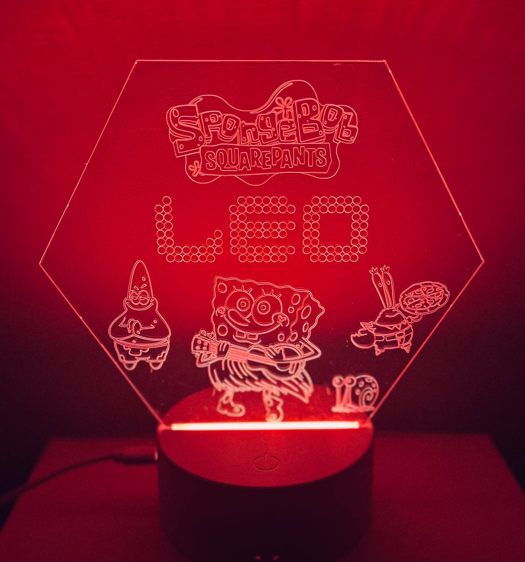 Character/Spongebob Themed LED Night Light - Comes Fully Personalised. Unique Gift Idea