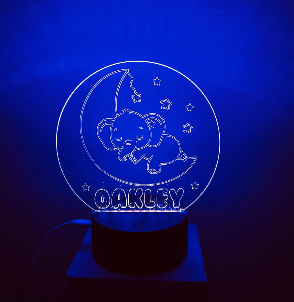 Cute Elephant Themed LED Night Light - Comes Fully Personalised. Unique Gift Idea