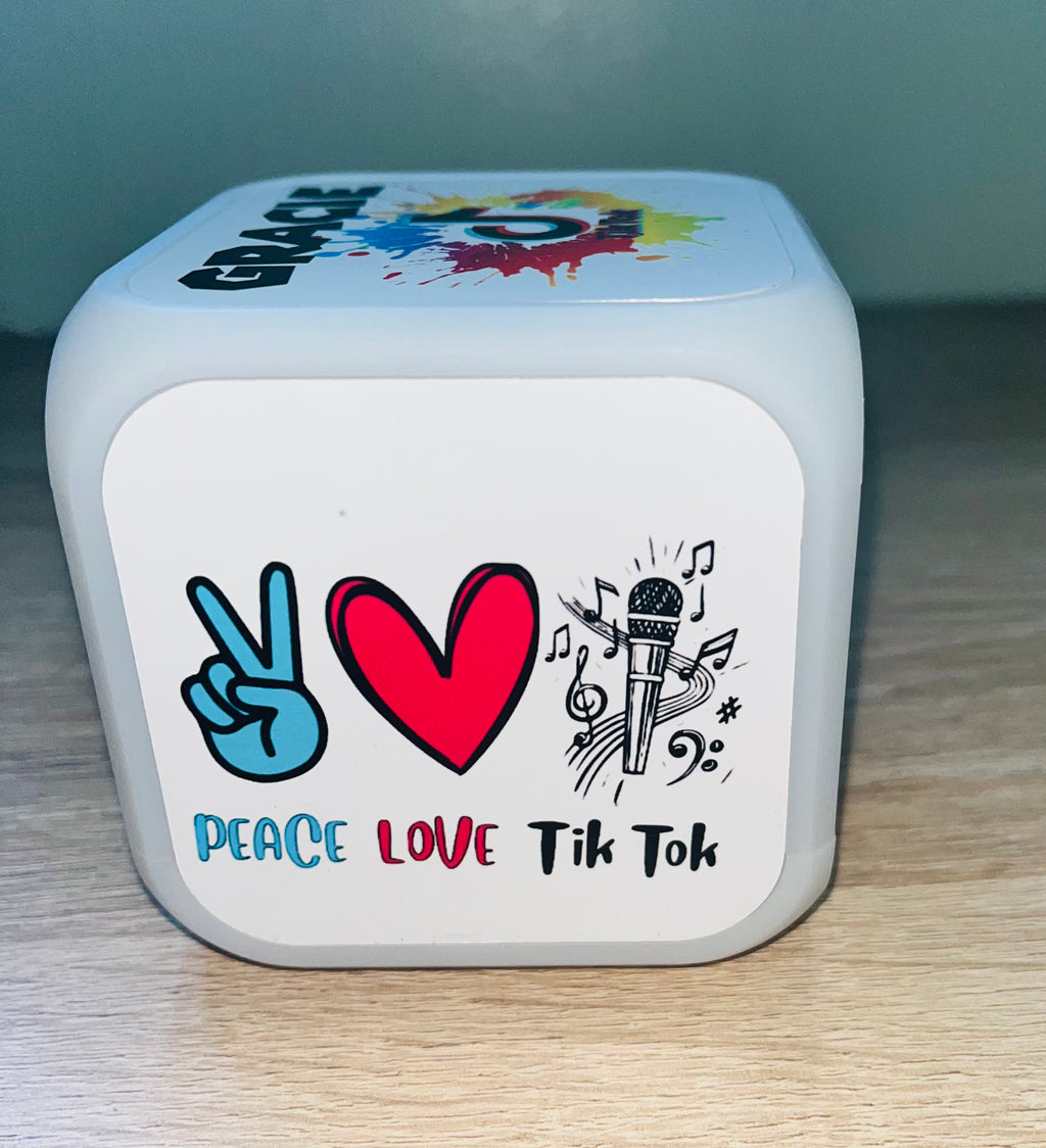 Music Design Personalised LED Cube Digital Alarm Clock - Colour Changing/Great Gift Idea