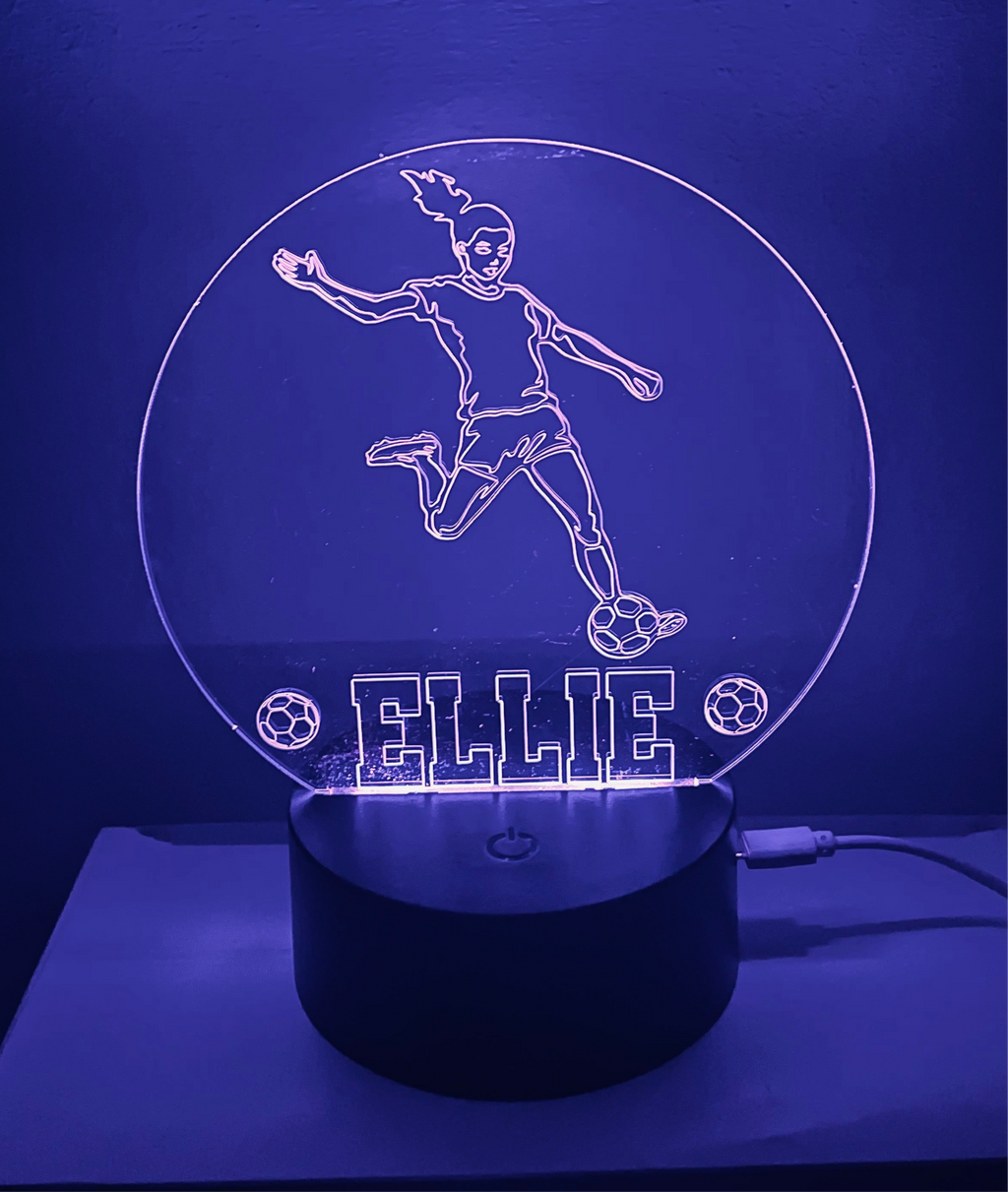 Women’s Football Themed LED Night Light - Comes Fully Personalised. Unique Gift Idea