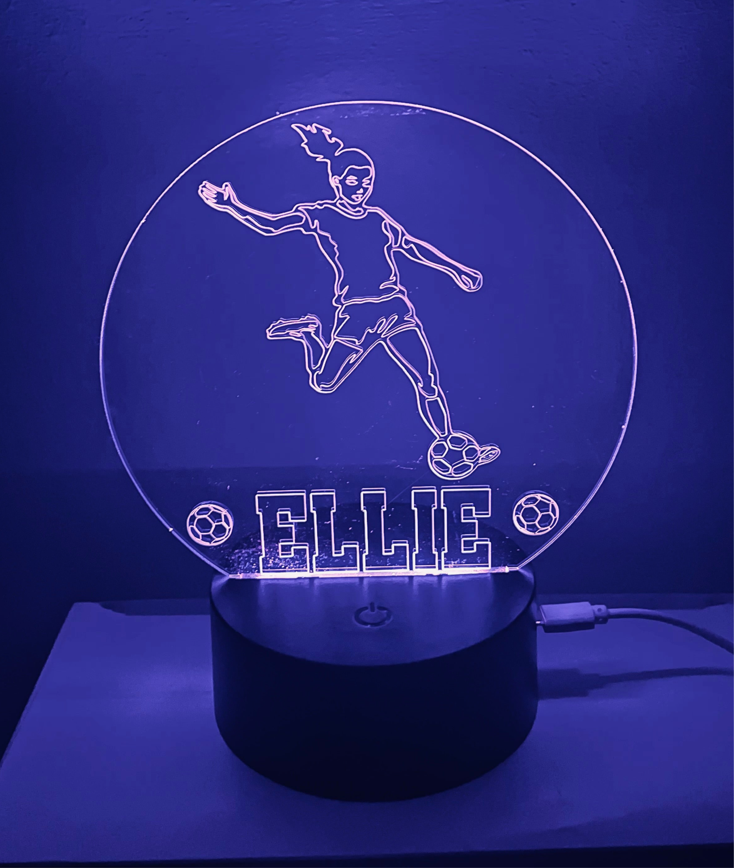 Women’s Football Themed LED Night Light - Comes Fully Personalised. Unique Gift Idea