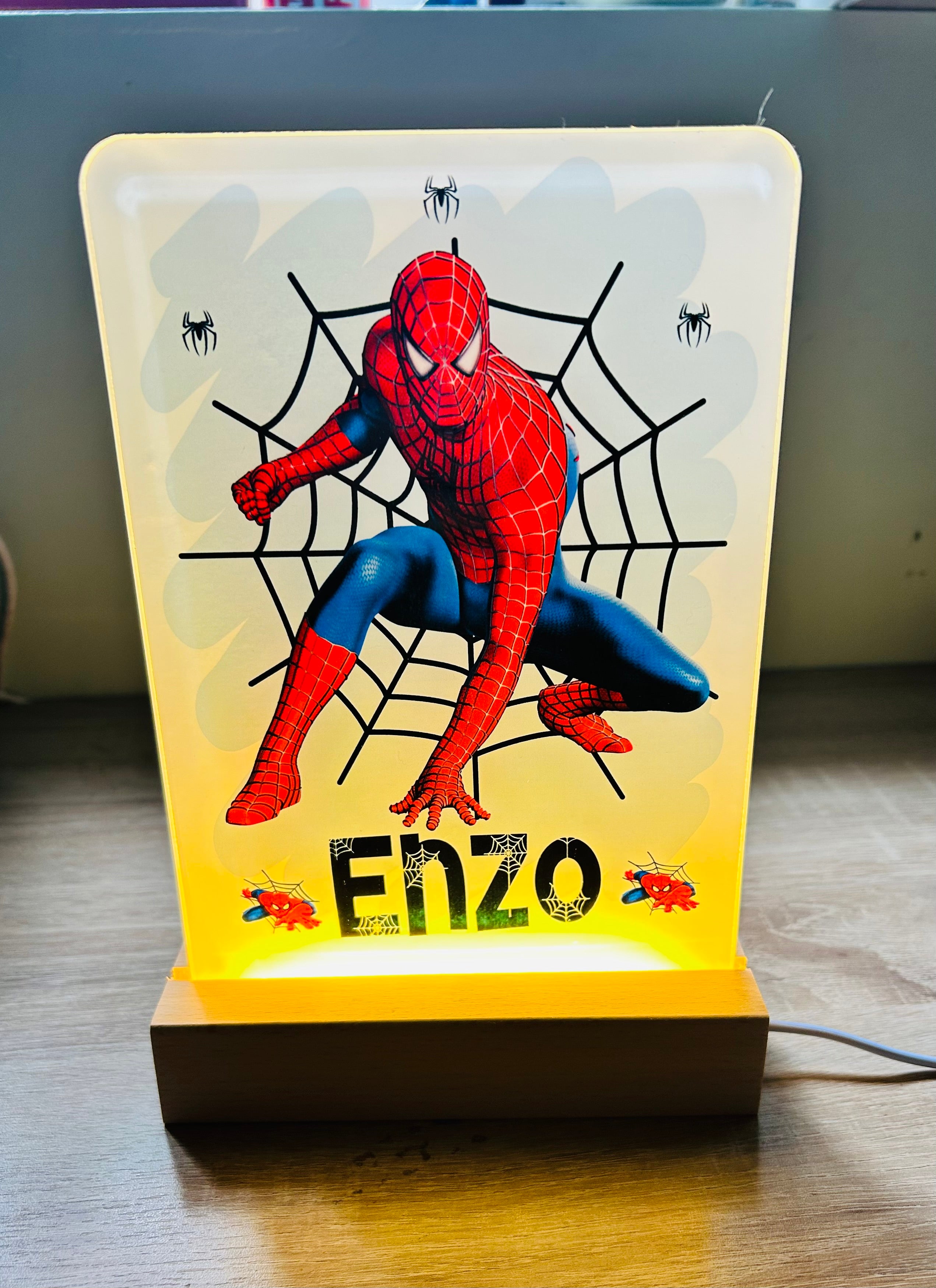 Spiderman Themed Sub LED Night Light - Comes Fully Personalised. Unique Gift Idea.  Perfect for Bedroom. Christmas/Birthday Gift.