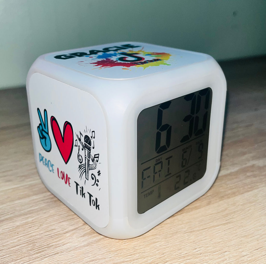 Music Design Personalised LED Cube Digital Alarm Clock - Colour Changing/Great Gift Idea