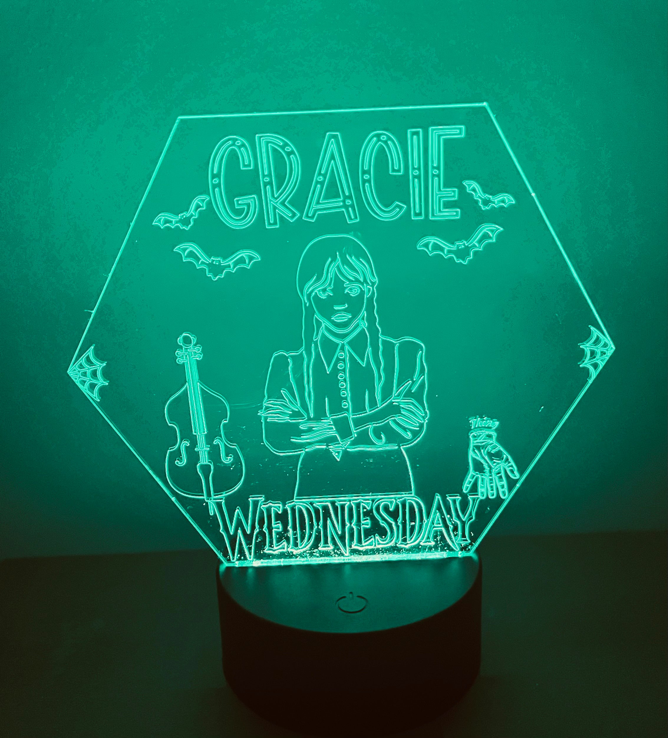 Wednesday Themed LED Night Light - Comes Fully Personalised. Unique Gift Idea