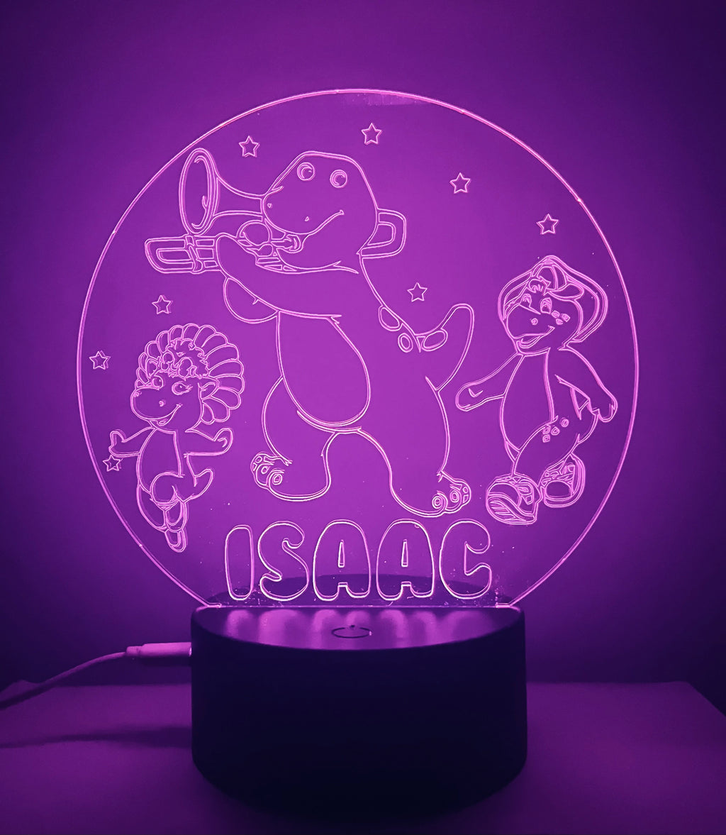 Character/Barney Themed LED Night Light - Comes Fully Personalised. Unique Gift Idea