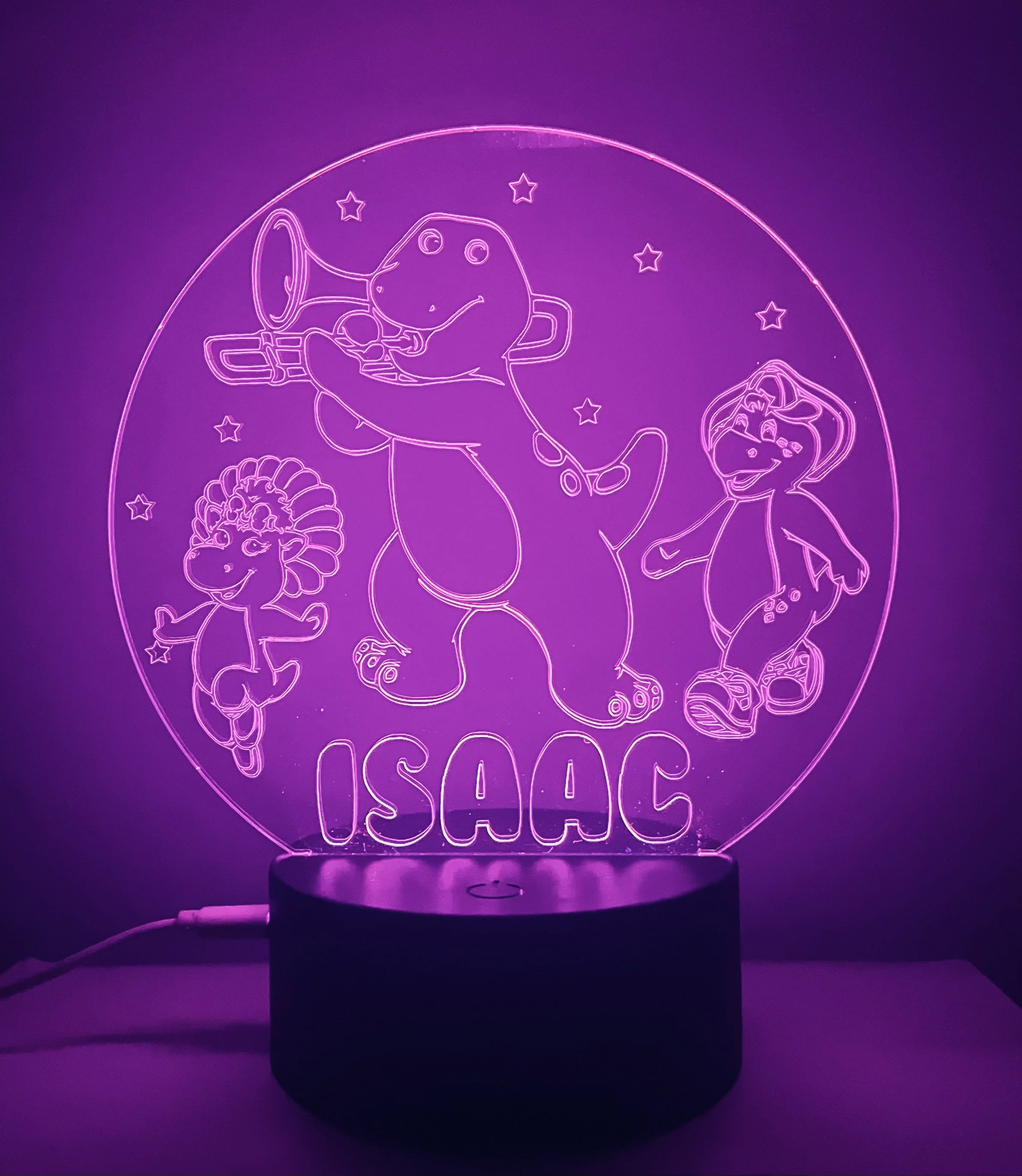 Character/Barney Themed LED Night Light - Comes Fully Personalised. Unique Gift Idea