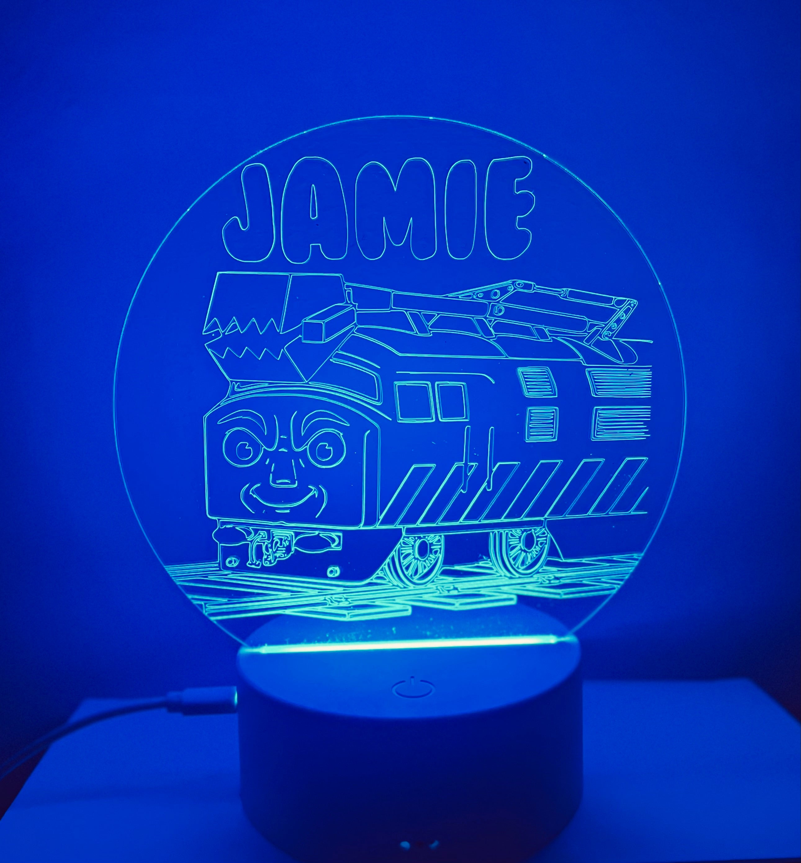 Diesel Train Themed LED Night Light - Comes Fully Personalised. Unique Gift Idea