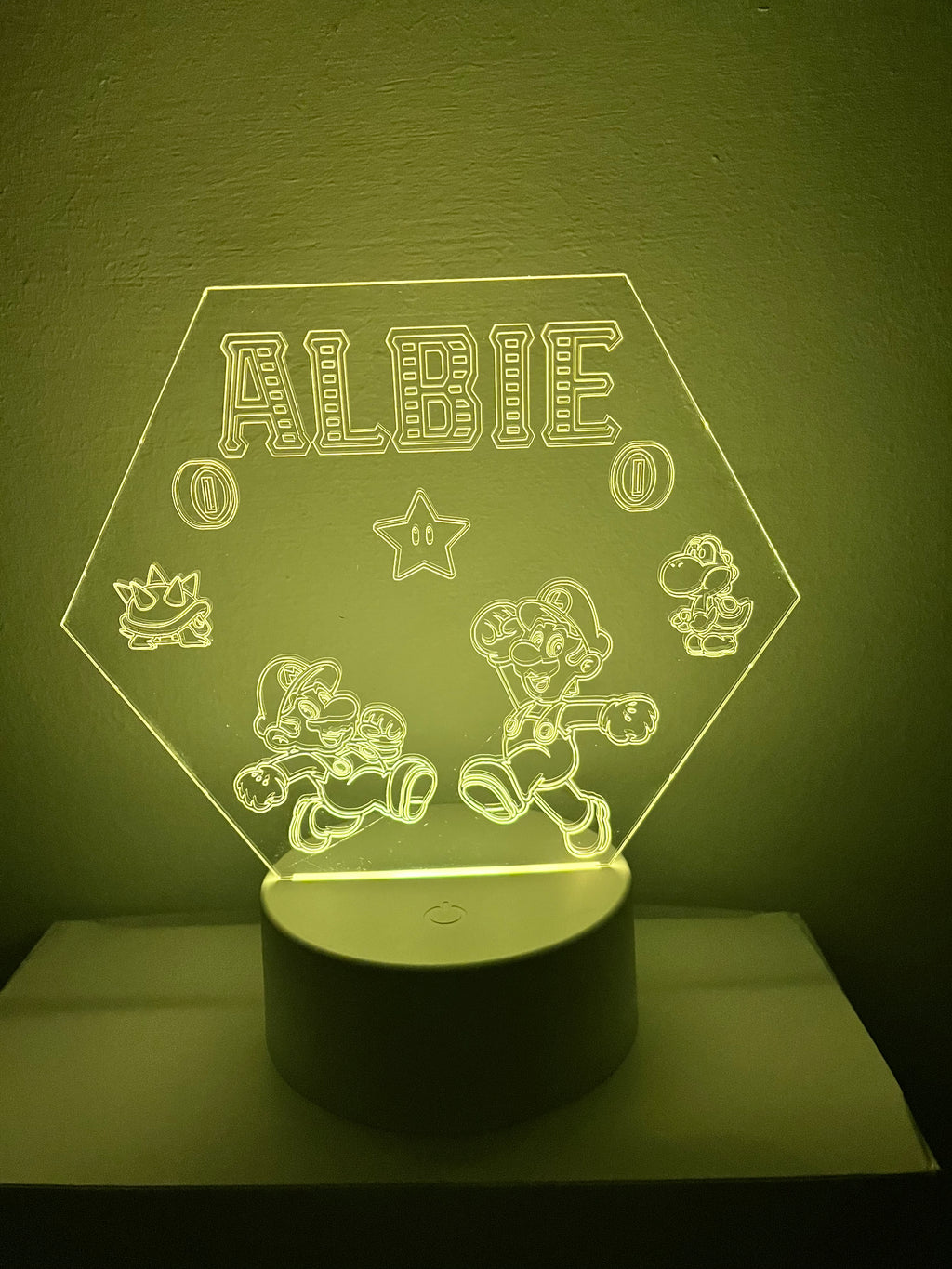 Character /Super Mario Themed LED Night Light - Comes Fully Personalised. Unique Gift Idea