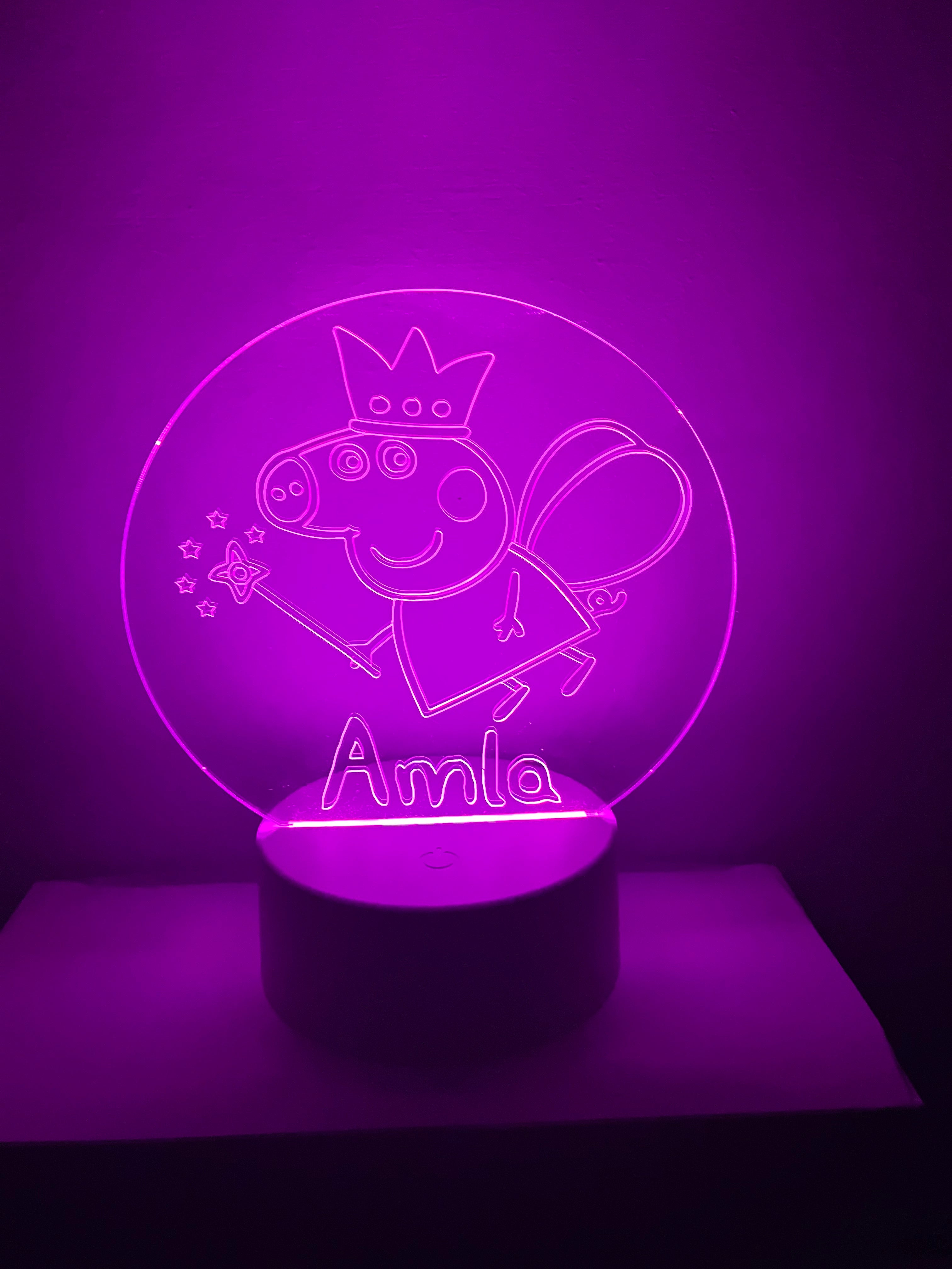 Character/Peppa Pig Themed LED Night Light - Comes Fully Personalised. Unique Gift Idea