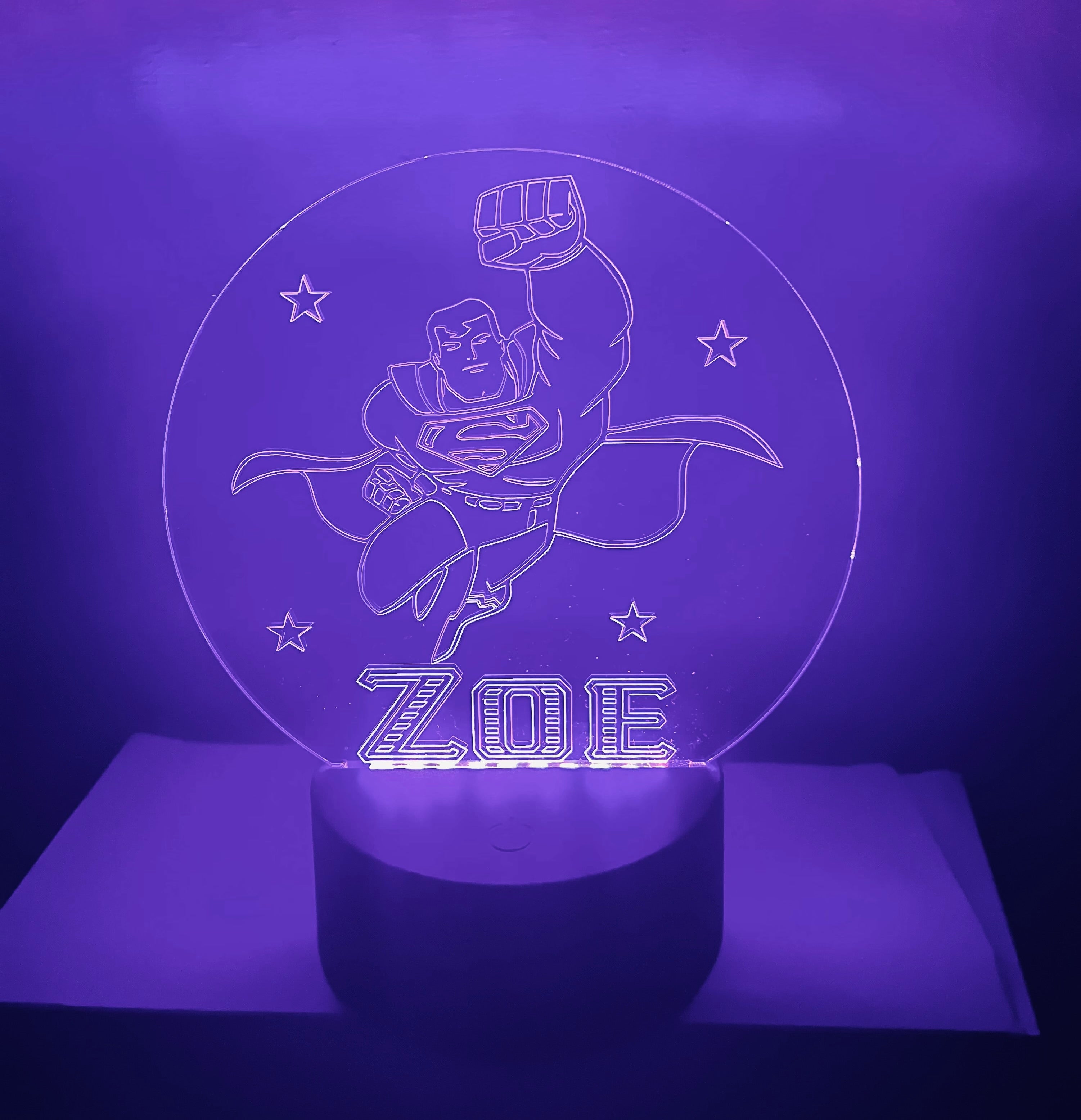 Superman Themed LED Night Light - Comes Fully Personalised. Unique Gift Idea