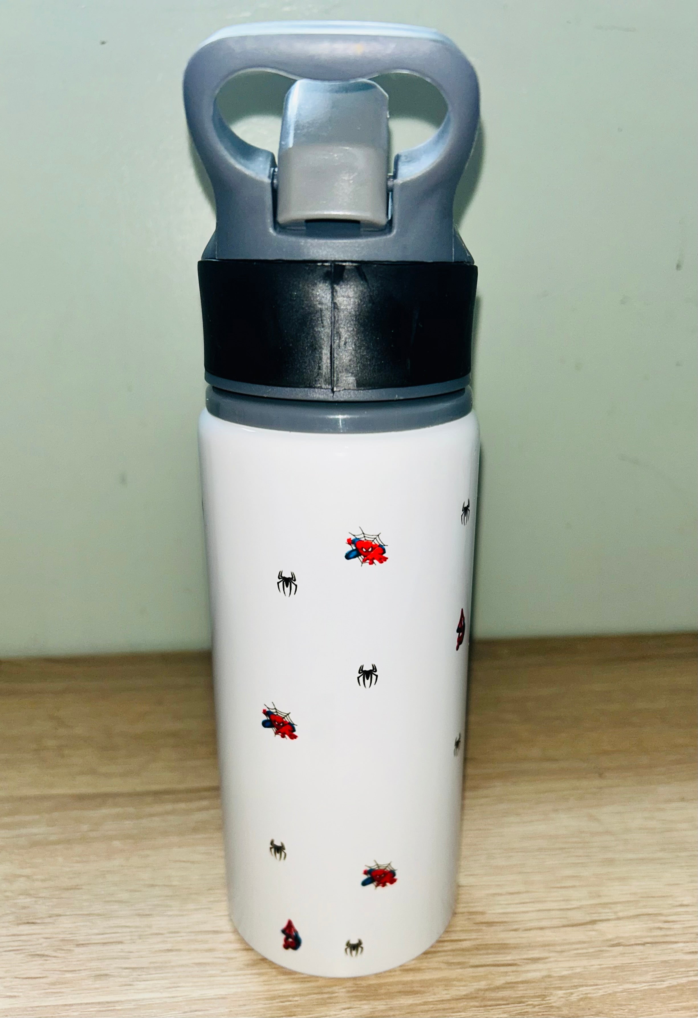 Spiderman Themed Personalised 600ml Aluminium Water Bottles - made with your favourite characters! School Water Bottle, Summer Ready.