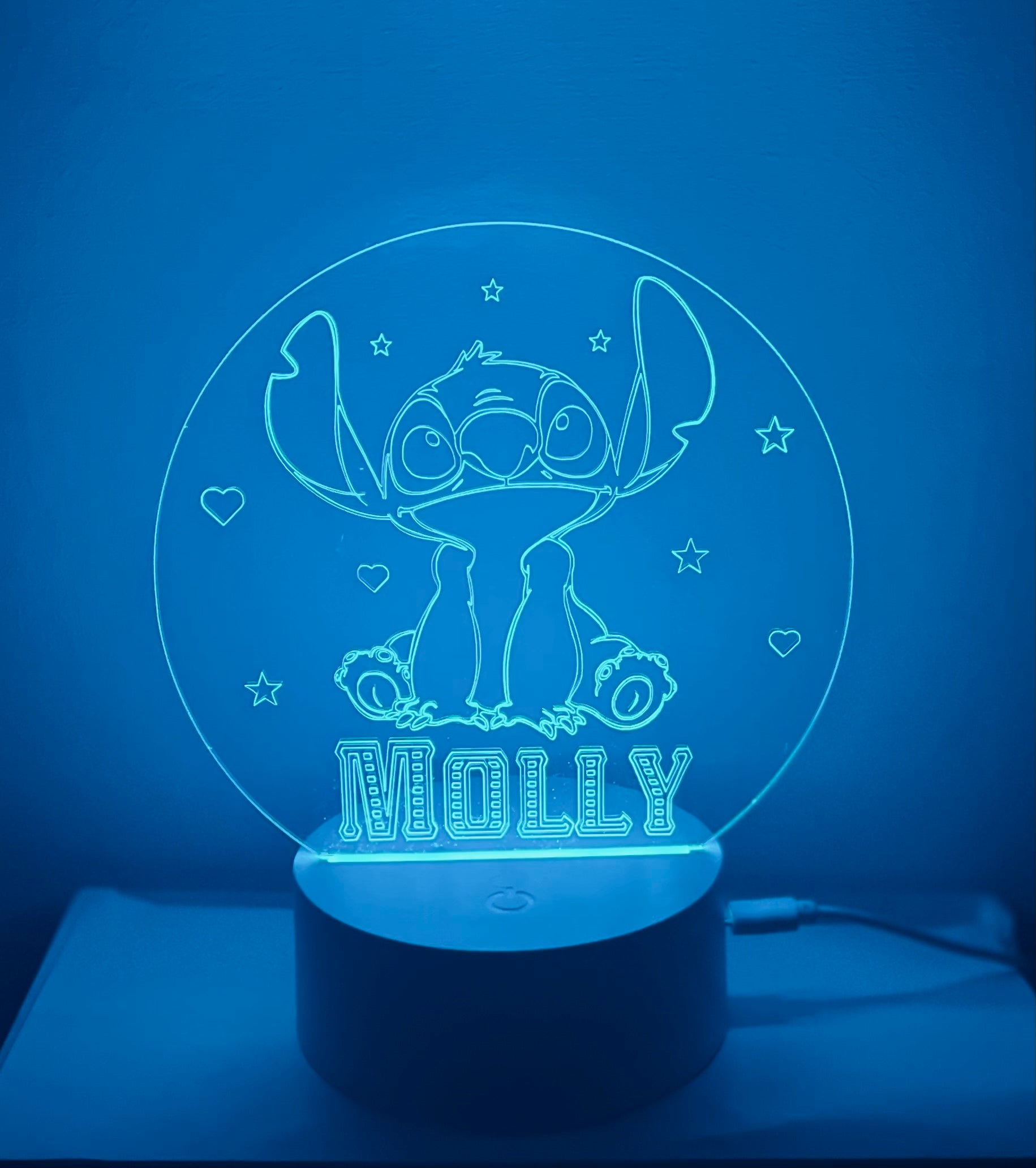 Stitch Themed LED Night Light - Comes Fully Personalised. Unique Gift Idea