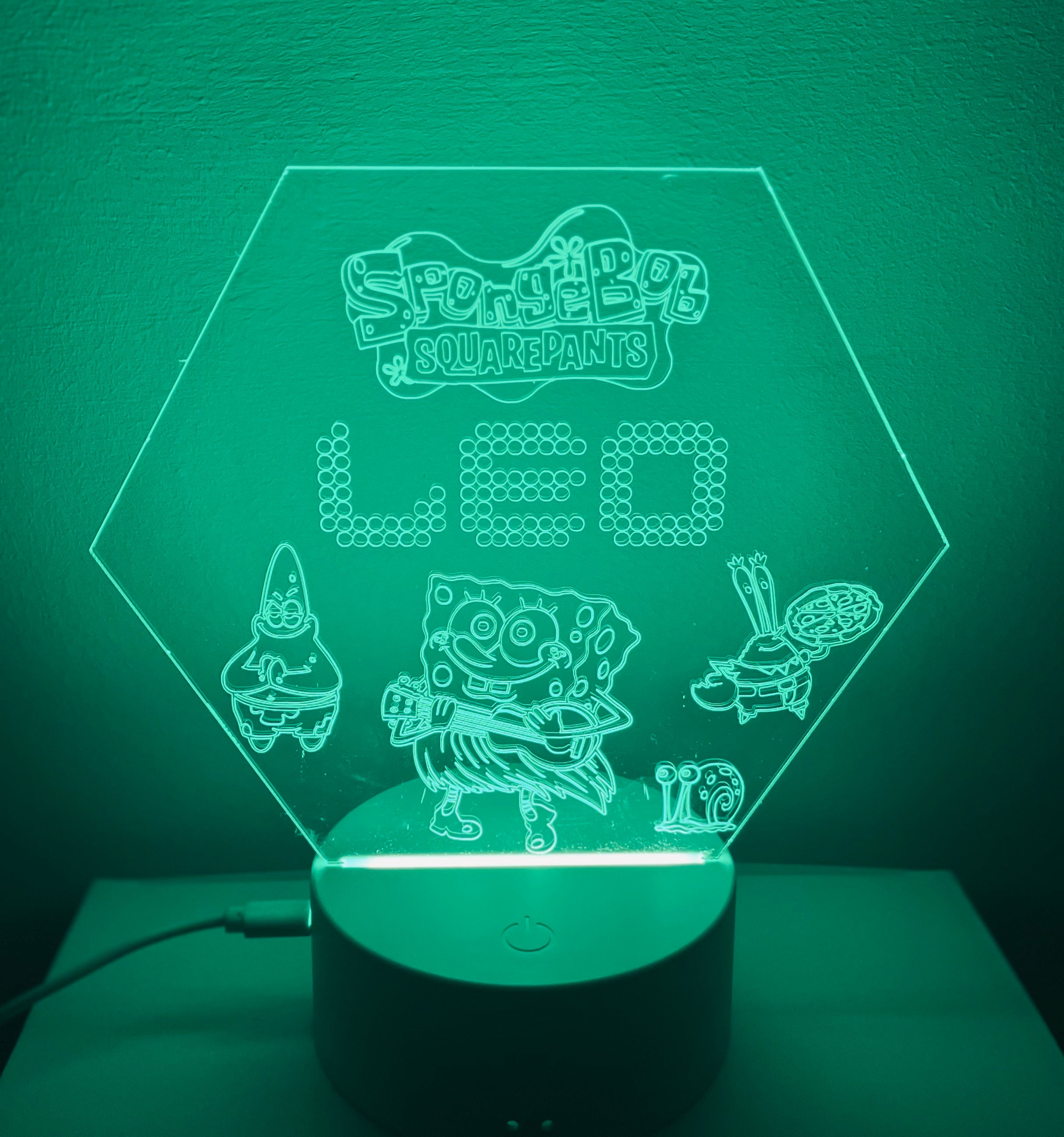 Character/Spongebob Themed LED Night Light - Comes Fully Personalised. Unique Gift Idea
