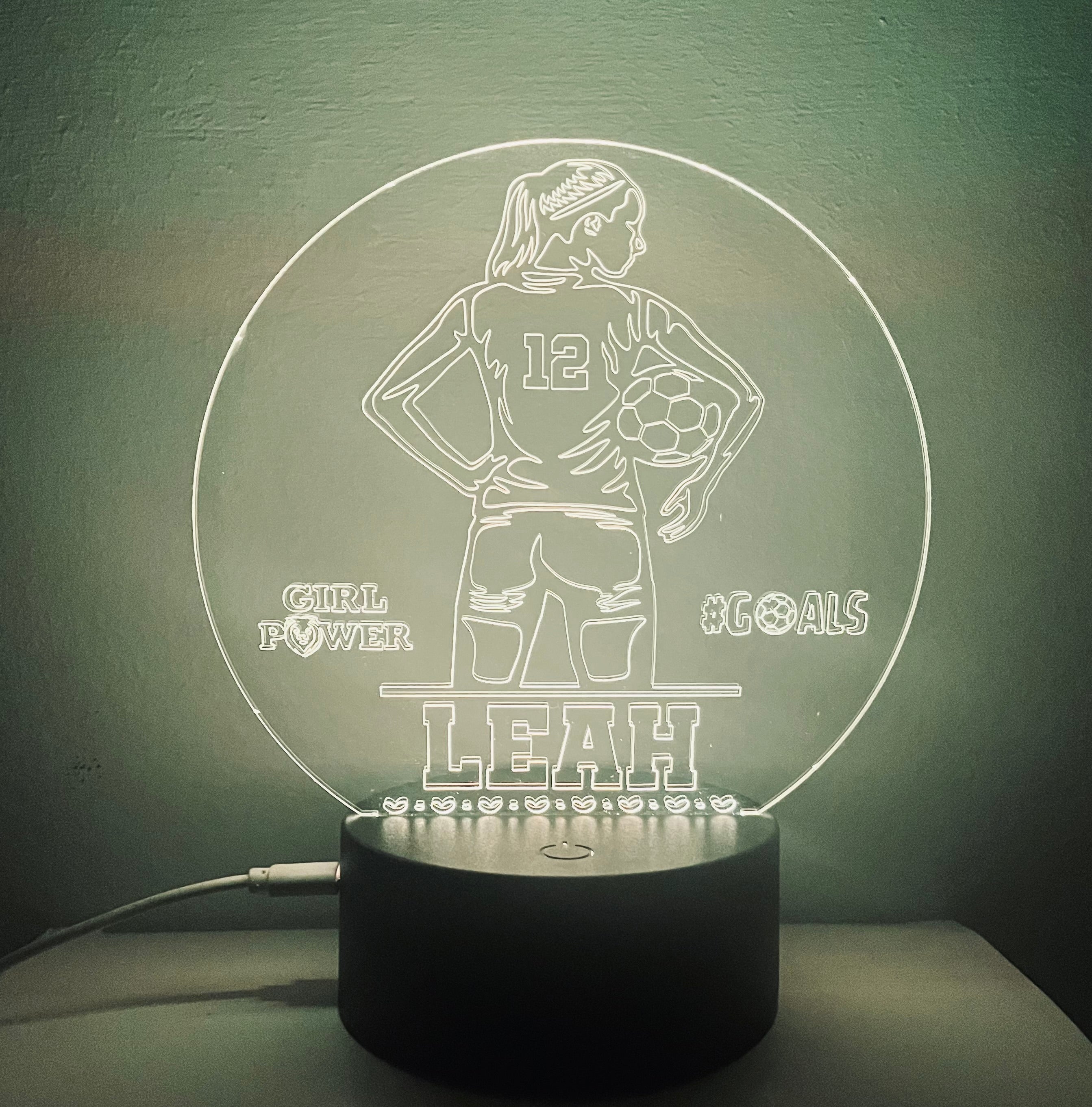 Women’s Football Themed LED Night Light - Comes Fully Personalised. Unique Gift Idea