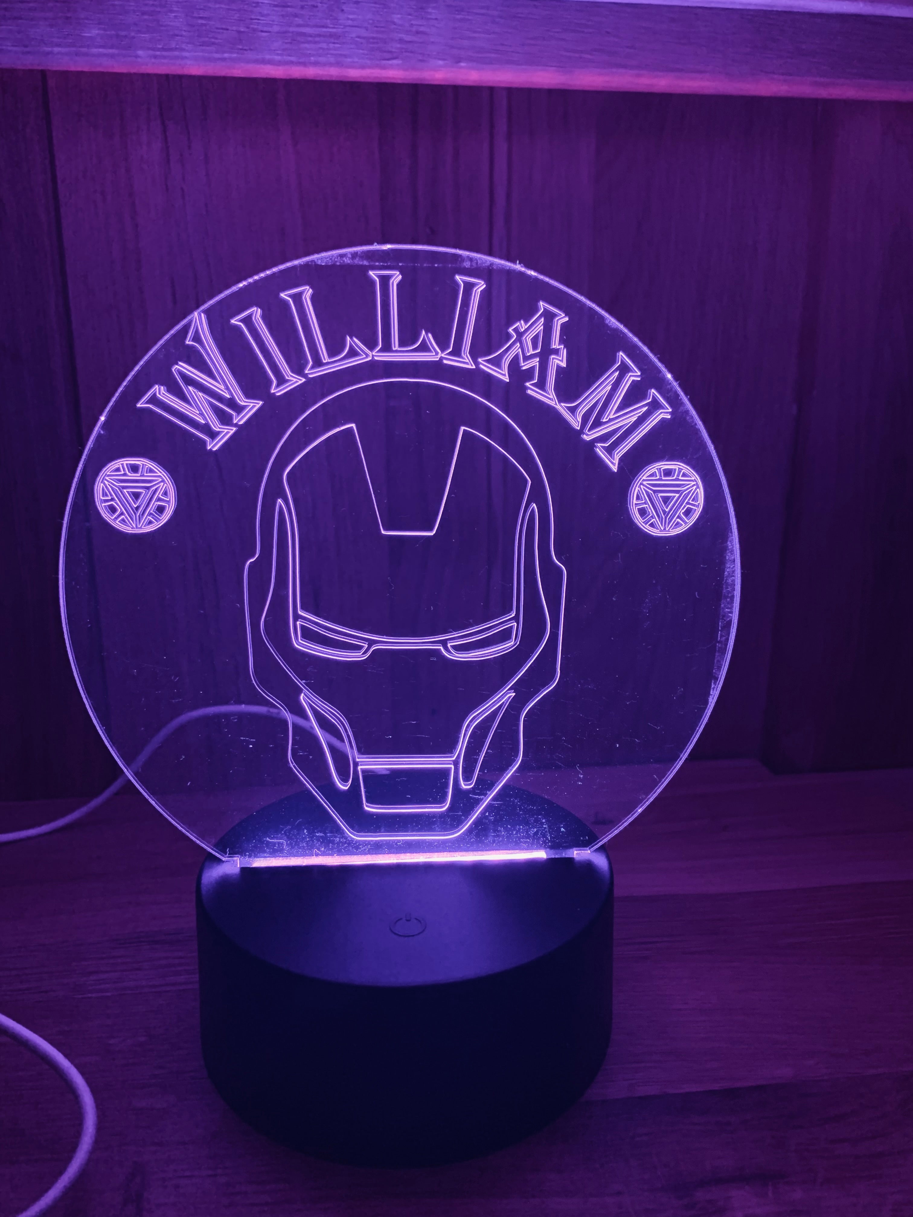 Iron Man Themed LED Night Light - Comes Fully Personalised. Unique Gift Idea