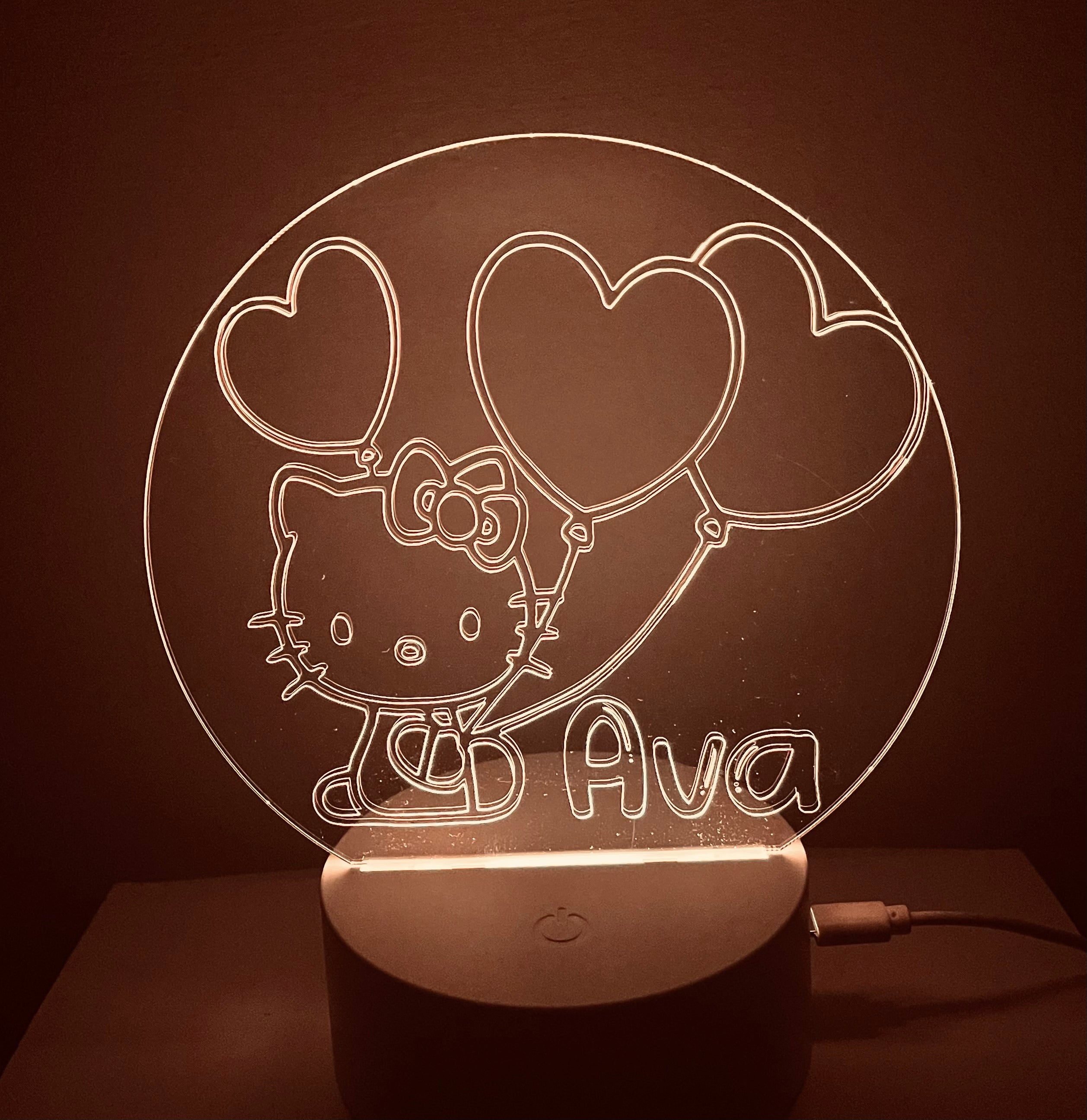 Character/Hello Kitty Themed LED Night Light - Comes Fully Personalised. Unique Gift Idea