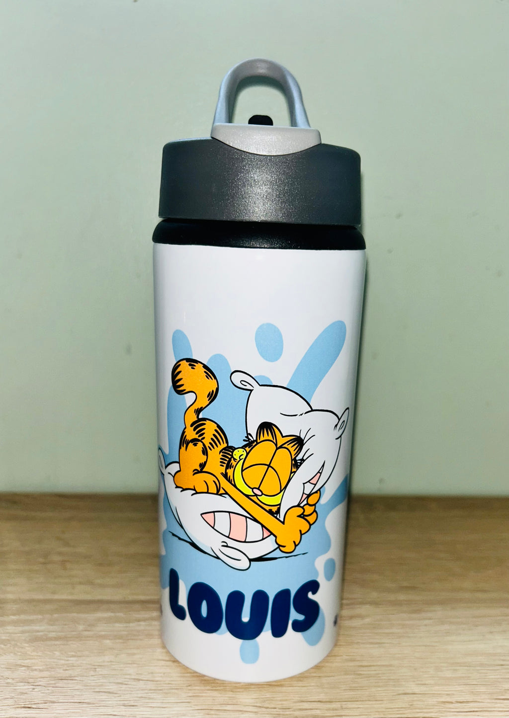 Character/Garfield Themed Personalised 600ml Aluminium Water Bottles - made with your favourite characters! School Water Bottle, Summer Ready.