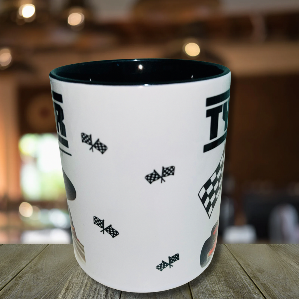 Motor Racing Themed Design Personalised Mug, Custom Mug, Customised Coffee Cup, Gift for Friend, Bridesmaid Gift, Tea Lover Gift, Birthday Gift