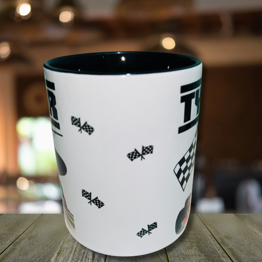 Motor Racing Themed Design Personalised Mug, Custom Mug, Customised Coffee Cup, Gift for Friend, Bridesmaid Gift, Tea Lover Gift, Birthday Gift