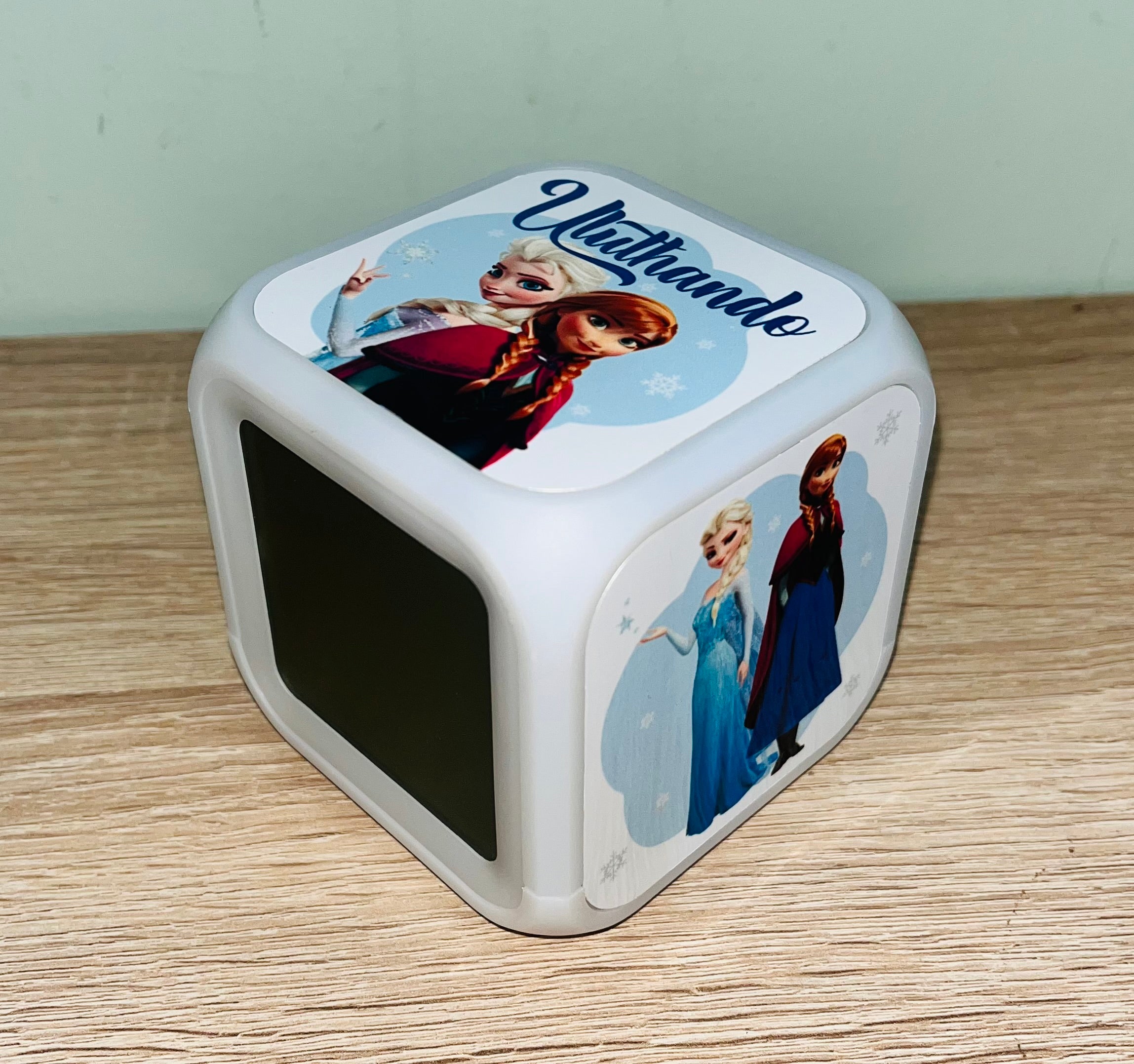 Princess/Frozen Design Personalised LED Cube Digital Alarm Clock - Colour Changing/Great Gift Idea