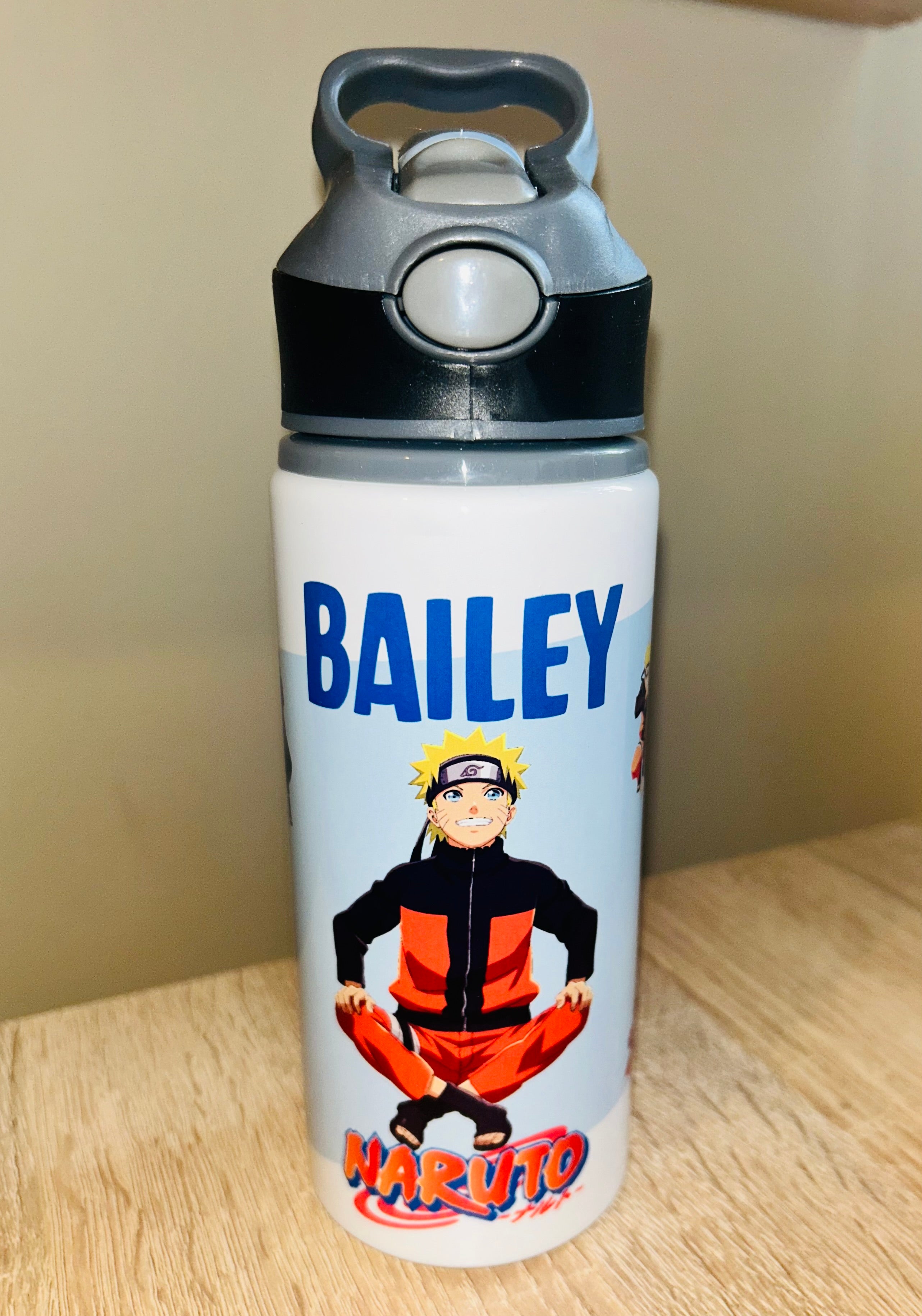 Character/Naruto Themed Personalised 600ml Aluminium Water Bottles - made with your favourite characters! School Water Bottle, Summer Ready.
