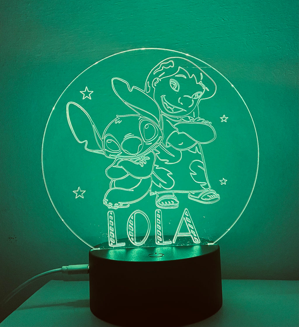 Lilo & Stitch Themed LED Night Light - Comes Fully Personalised. Unique Gift Idea