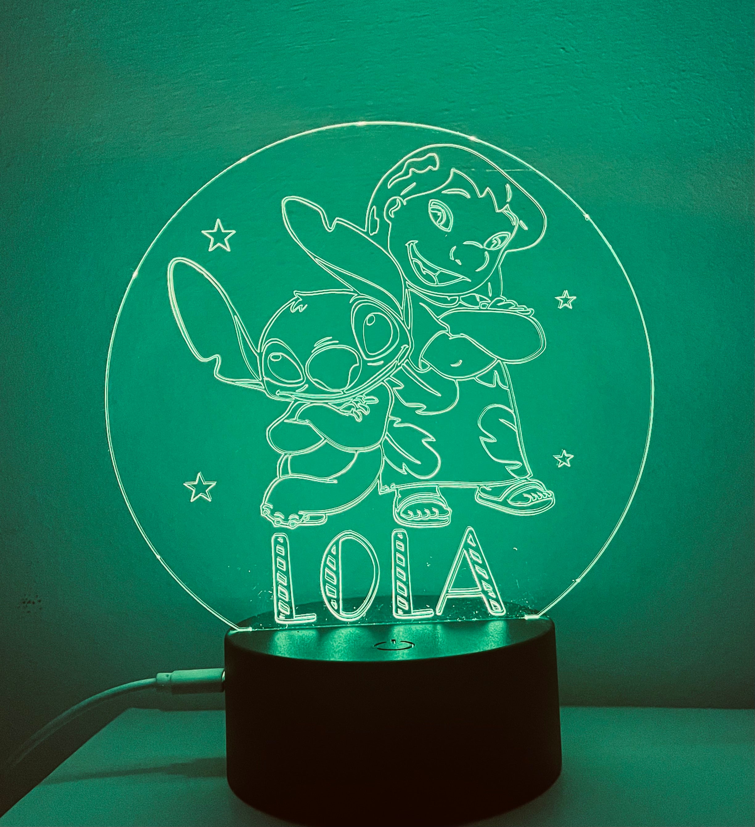 Lilo & Stitch Themed LED Night Light - Comes Fully Personalised. Unique Gift Idea
