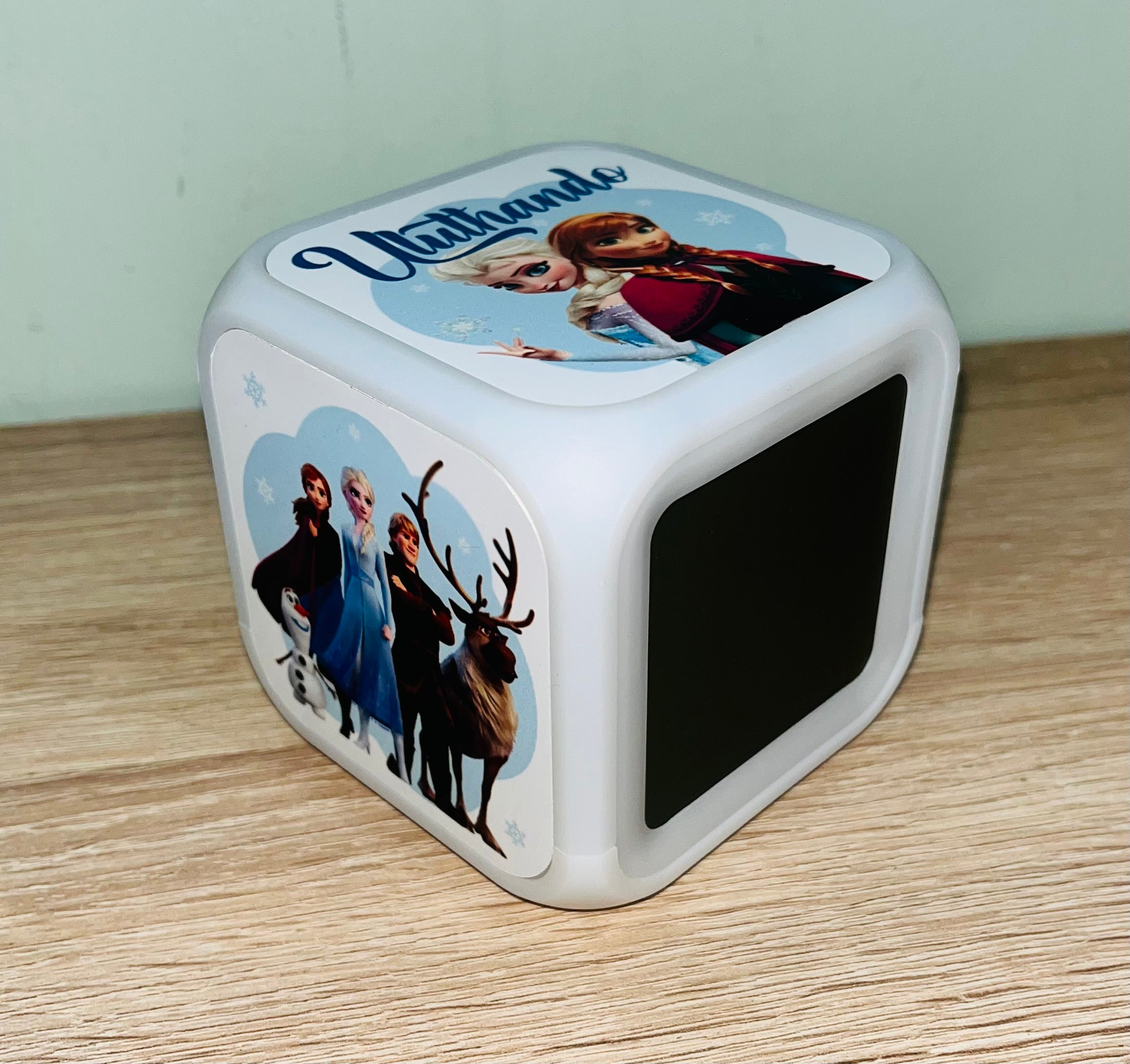 Princess/Frozen Design Personalised LED Cube Digital Alarm Clock - Colour Changing/Great Gift Idea