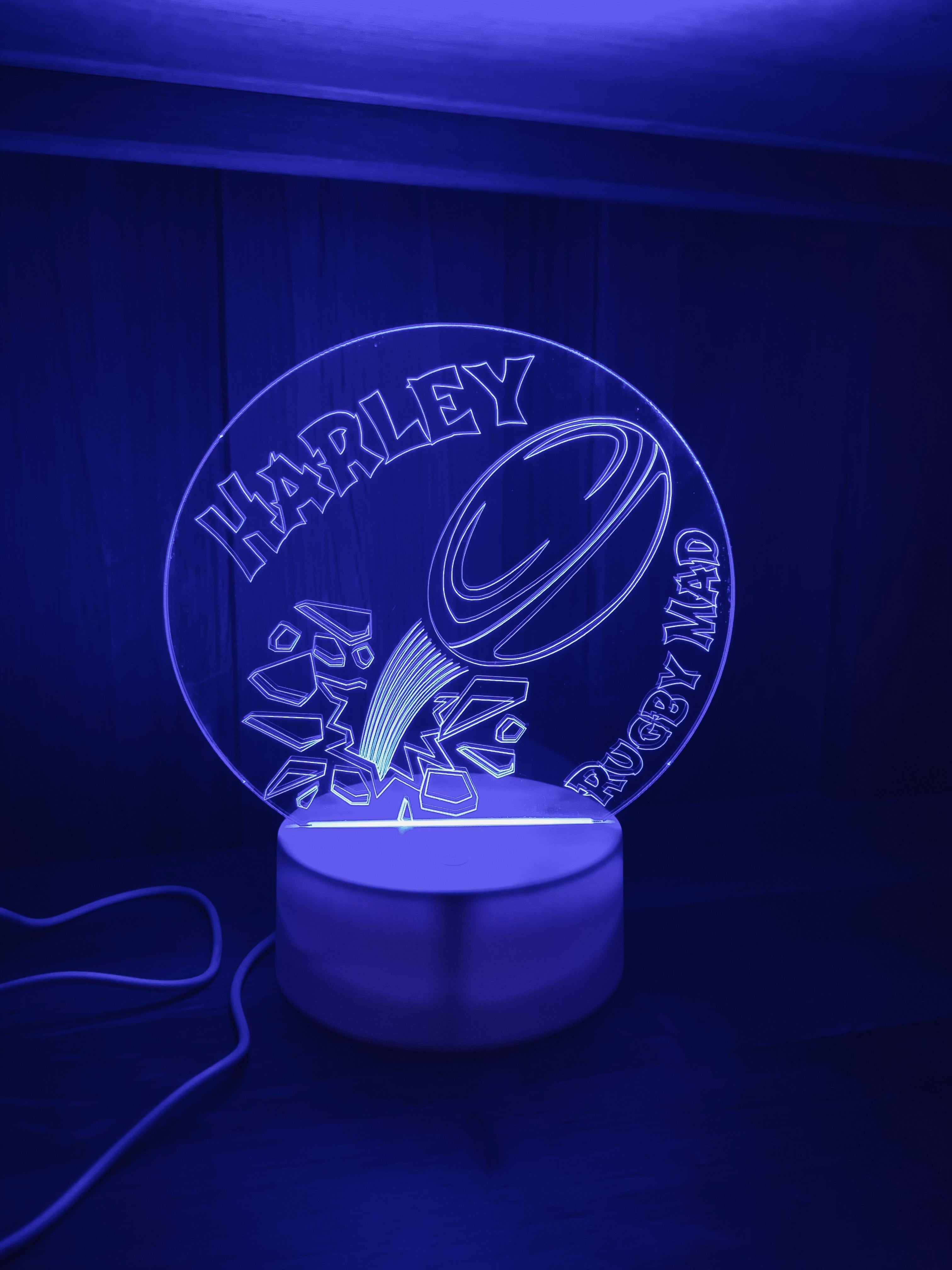 Rugby Themed LED Night Light - Comes Fully Personalised. Unique Gift Idea