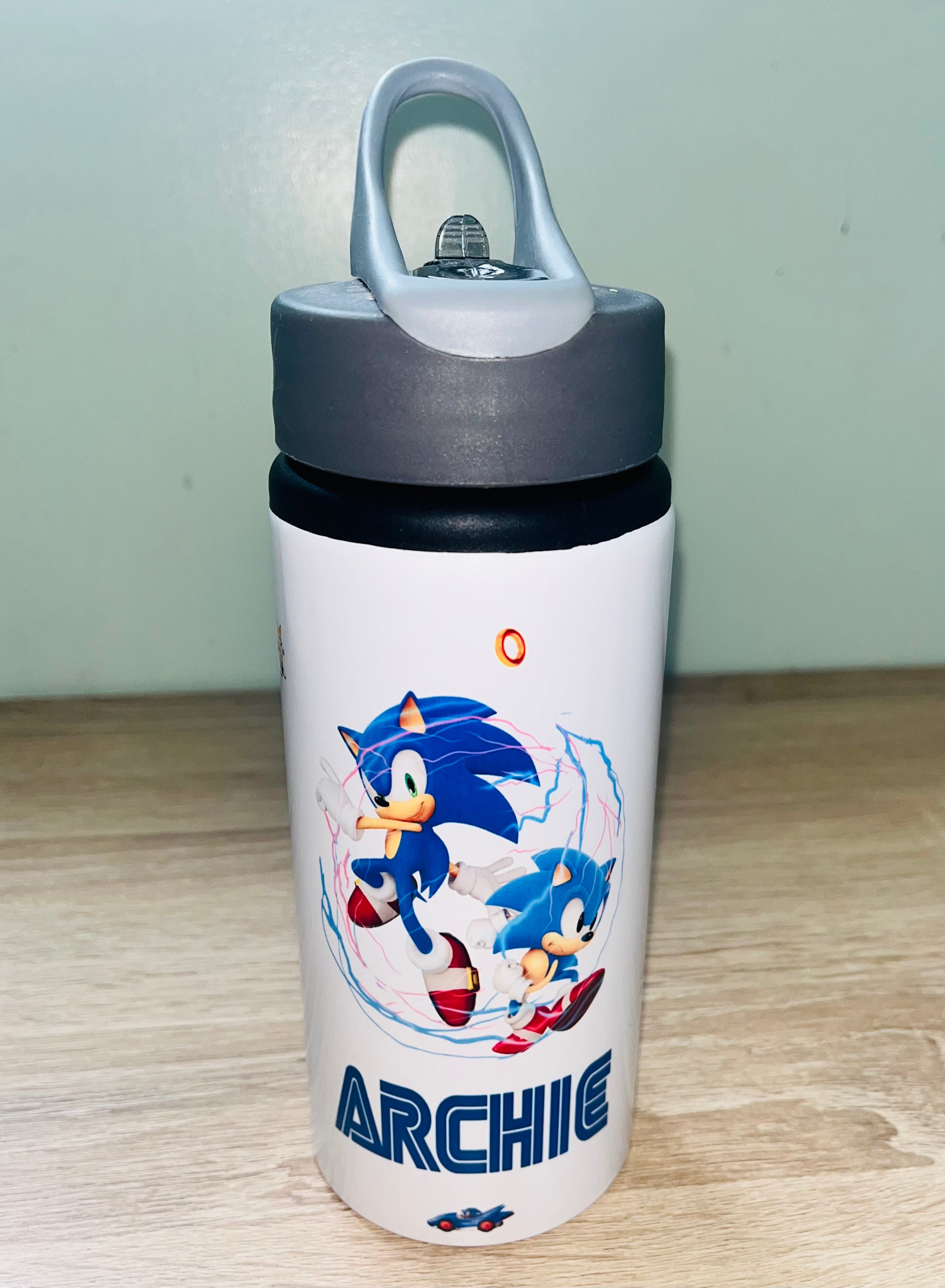 Character/hedgehog Themed Personalised 600ml Aluminium Water Bottles - made with your favourite characters! School Water Bottle, Summer Ready.