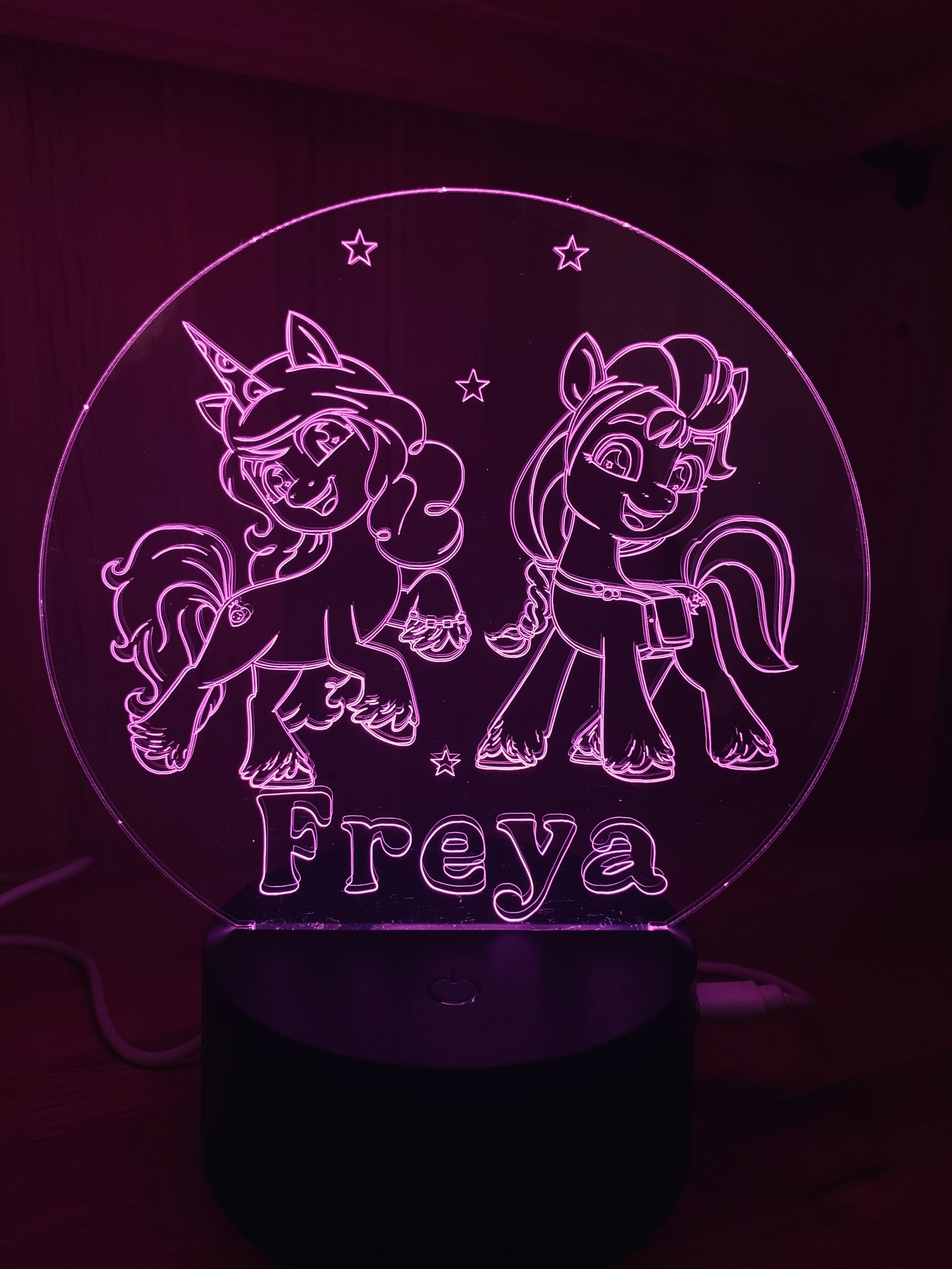 Pony Themed LED Night Light - Comes Fully Personalised. Unique Gift Idea
