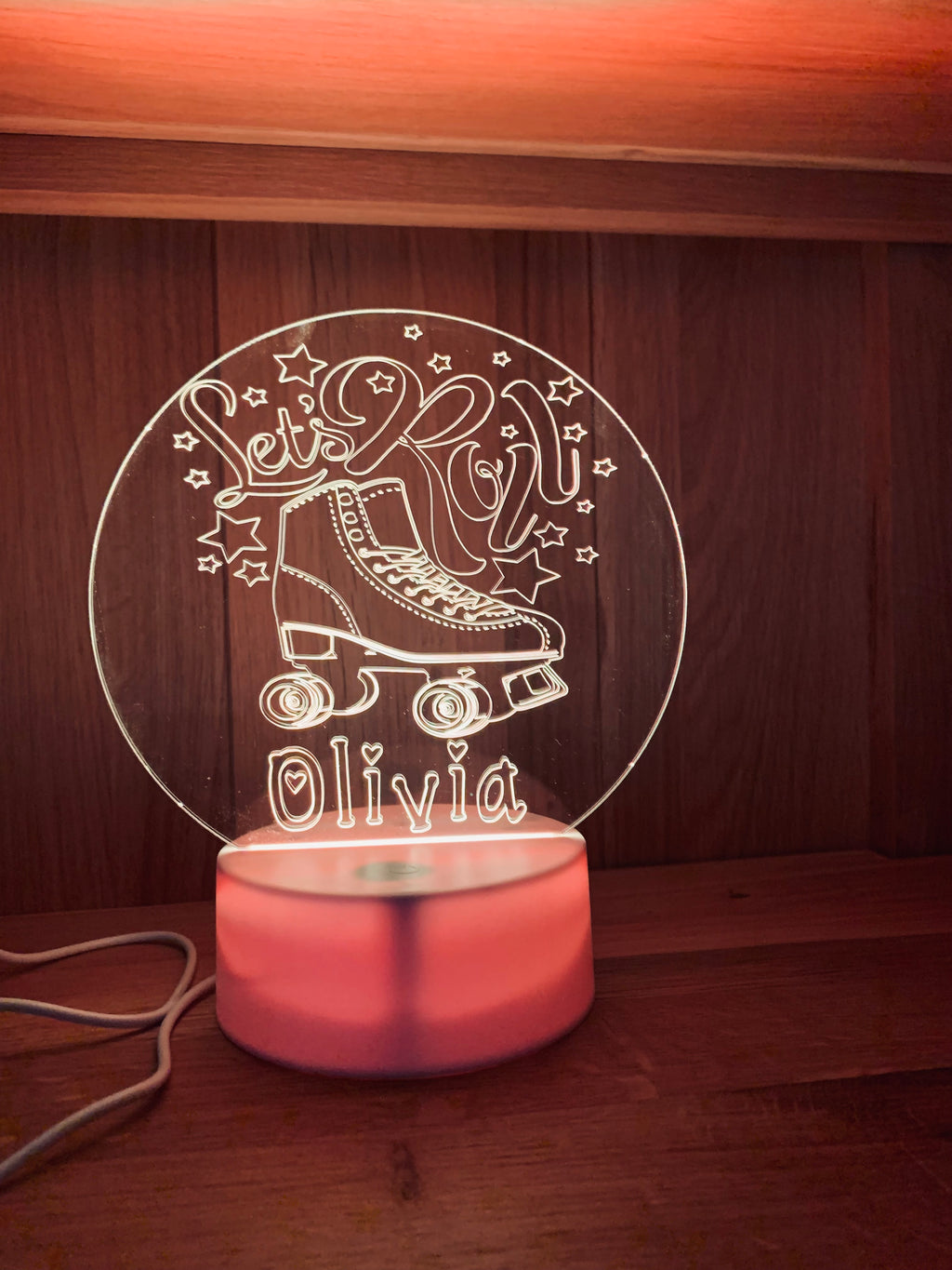 Roller Skating Themed LED Night Light - Comes Fully Personalised. Unique Gift Idea