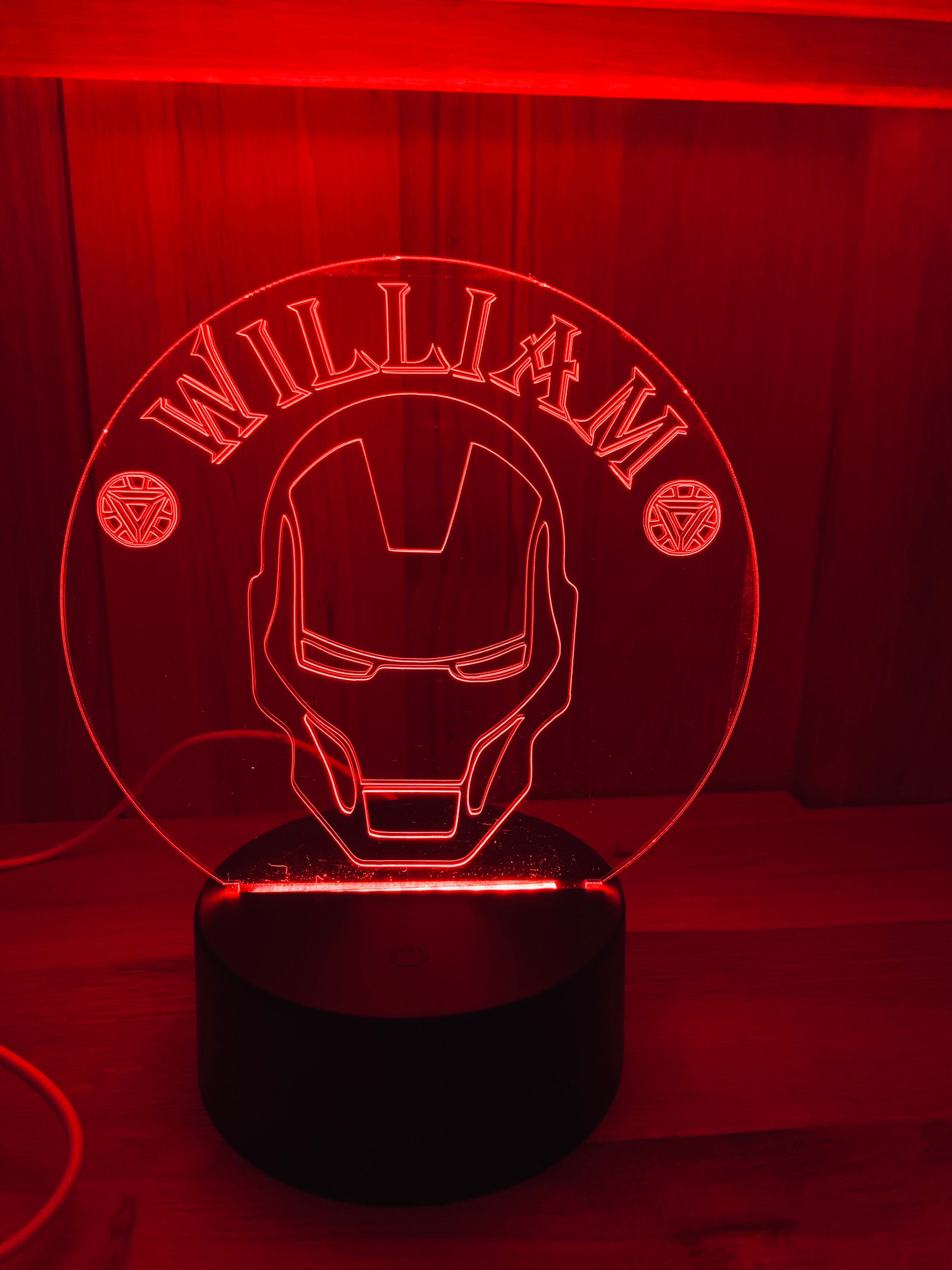 Iron Man Themed LED Night Light - Comes Fully Personalised. Unique Gift Idea