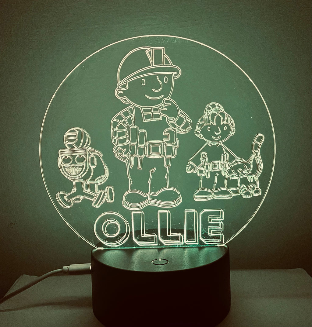 Character/Bulider Themed LED Night Light - Comes Fully Personalised. Unique Gift Idea