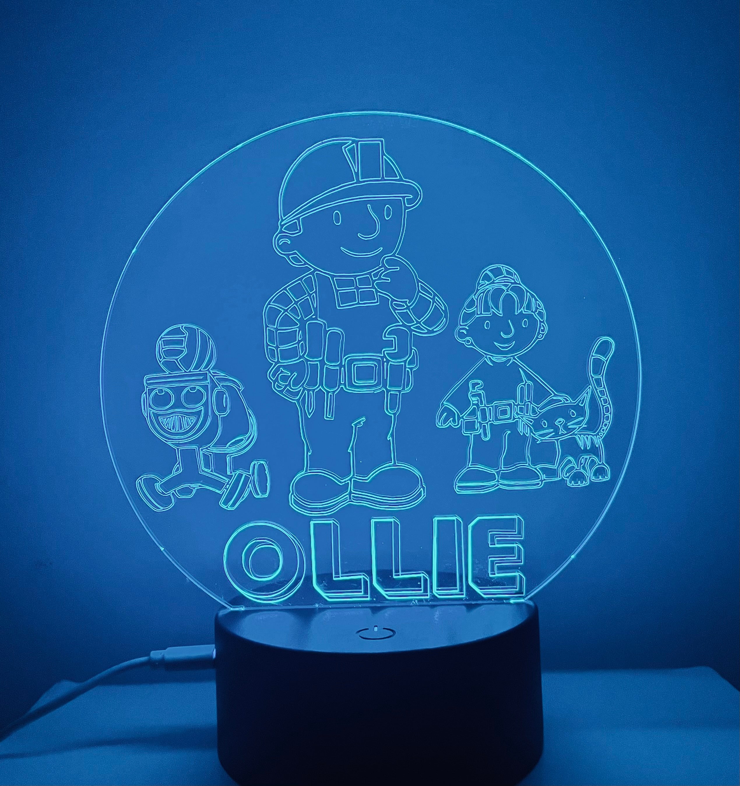 Character/Bulider Themed LED Night Light - Comes Fully Personalised. Unique Gift Idea