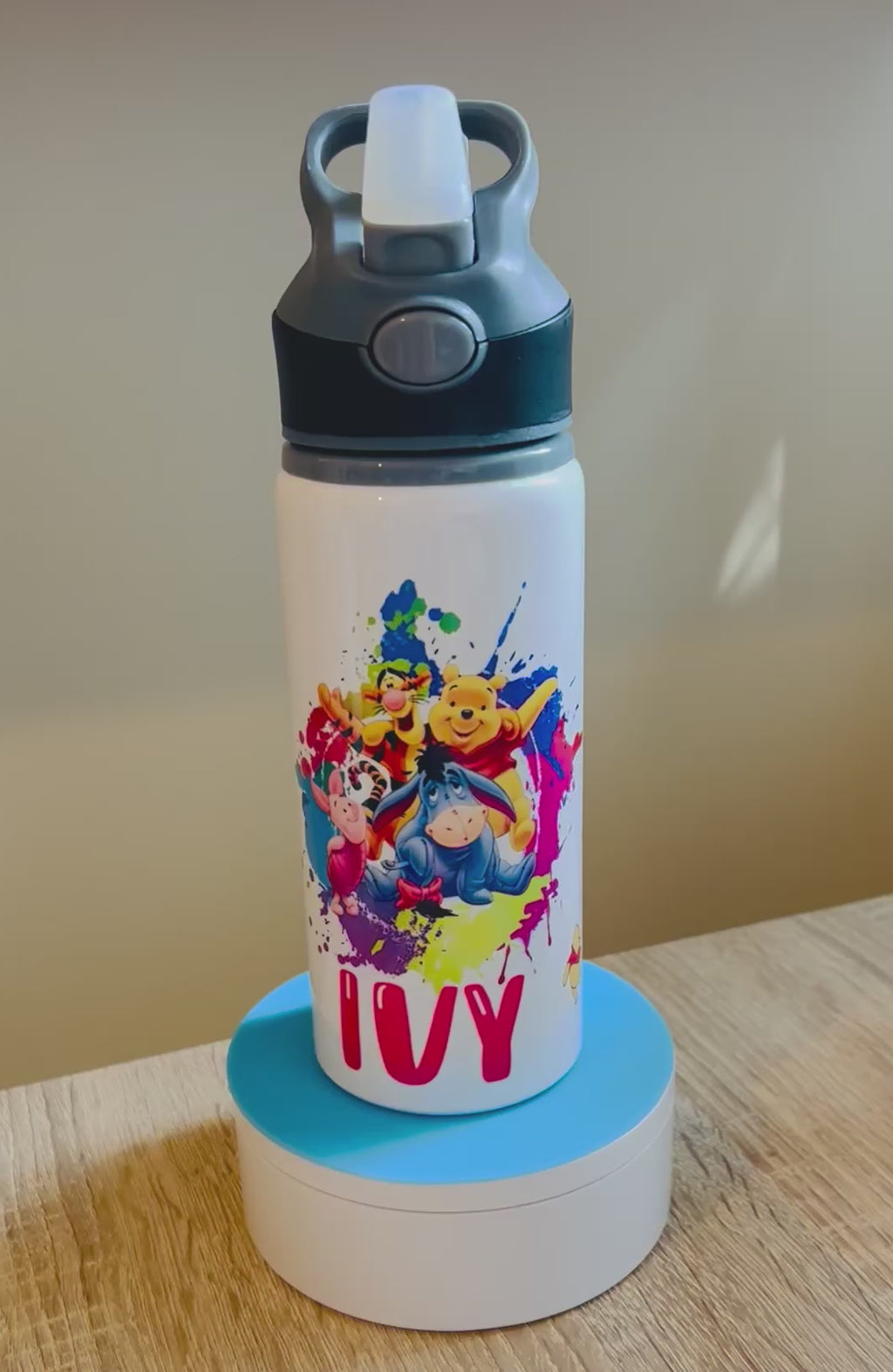 Character/Winnie the pooh Themed Personalised 600ml Aluminium Water Bottles - made with your favourite characters! School Water Bottle, Summer Ready.