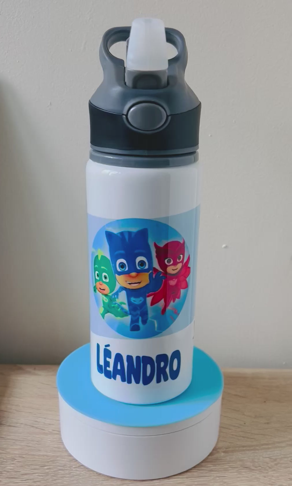 Character/PJ Masks Themed Personalised 600ml Aluminium Water Bottles - made with your favourite characters! School Water Bottle, Summer Ready.