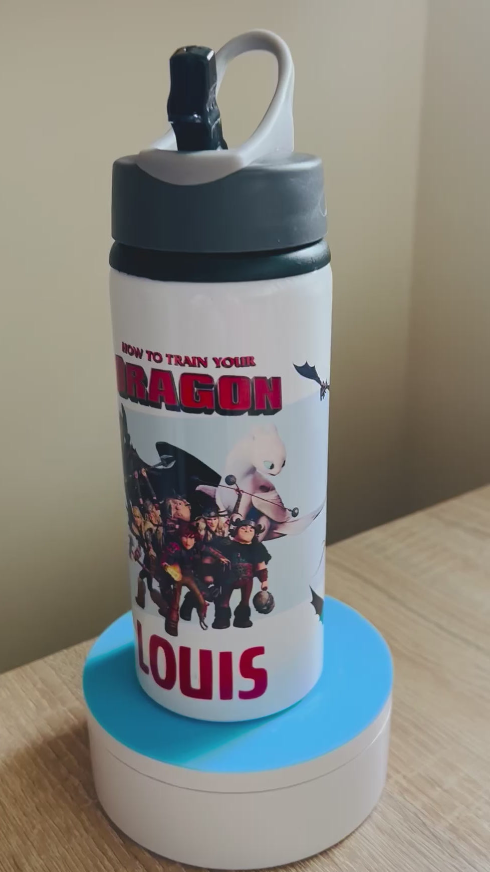 Character/Train your Dragon Themed Personalised 600ml Aluminium Water Bottles - made with your favourite characters! School Water Bottle, Summer Ready.