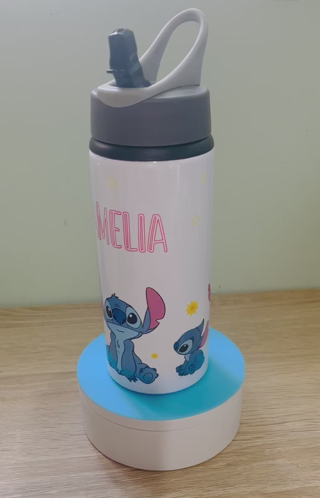 Stitch Themed Personalised 600ml Aluminium Water Bottles - made with your favourite characters! School Water Bottle, Summer Ready.