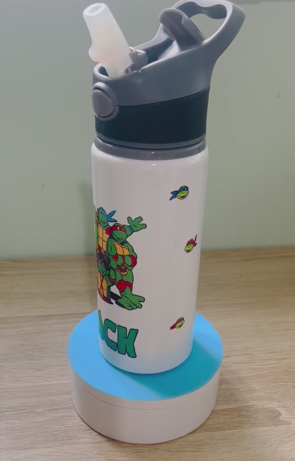 Character/Turtles Themed Personalised 600ml Aluminium Water Bottles - made with your favourite characters! School Water Bottle, Summer Ready.