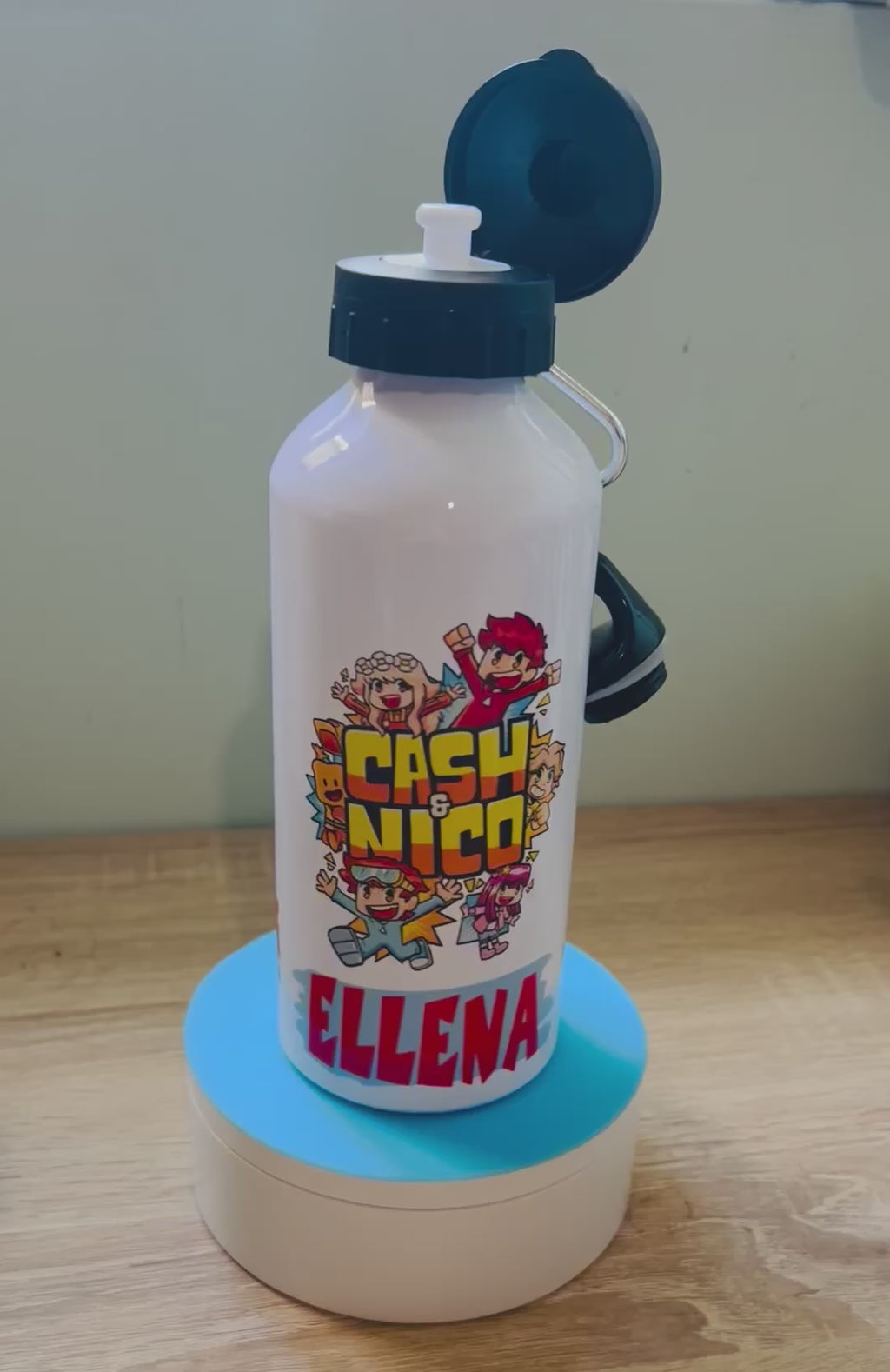 Character/Cash & Nico Themed Personalised 600ml Aluminium Water Bottles - made with your favourite characters! School Water Bottle, Summer Ready.