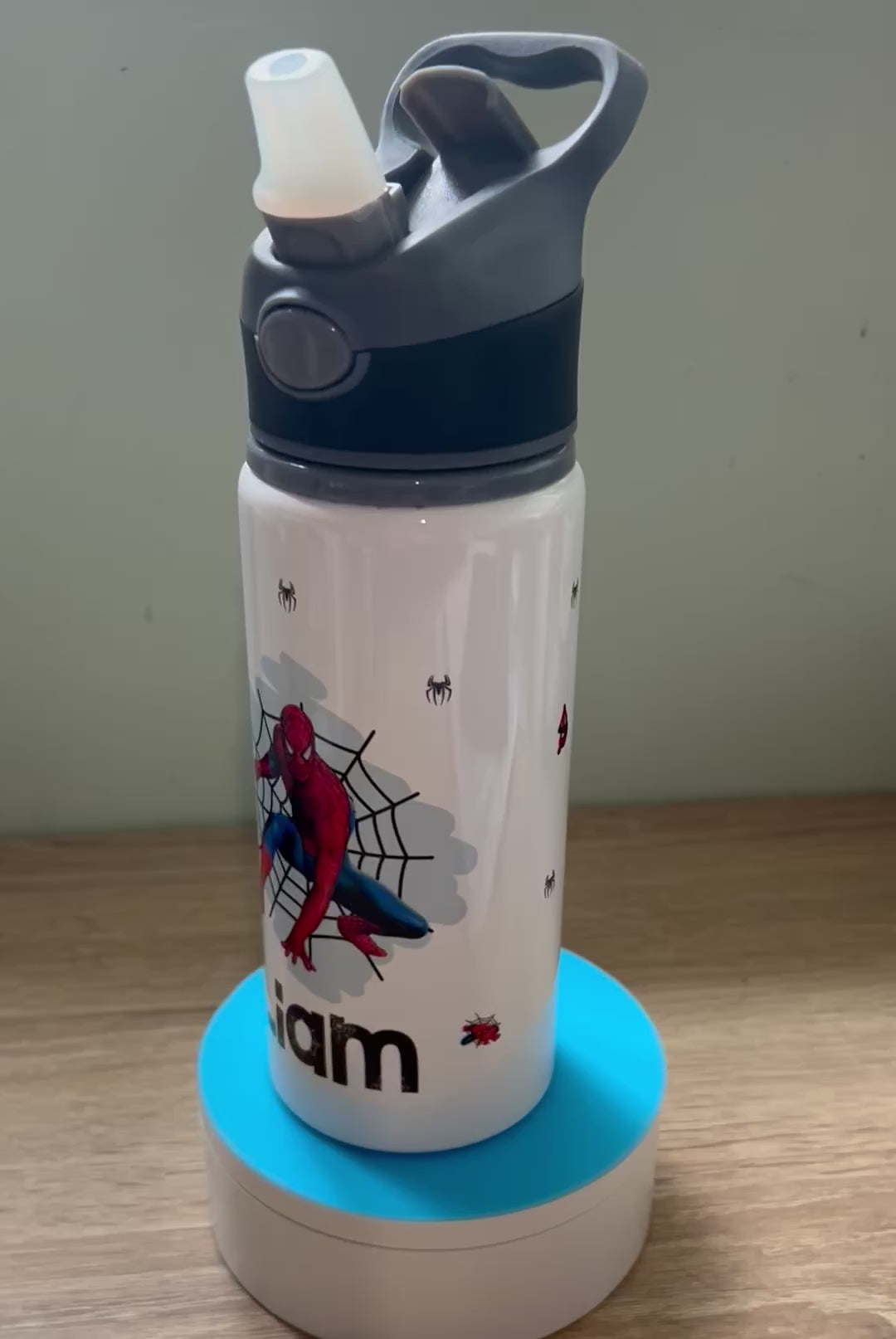 Spiderman Themed Personalised 600ml Aluminium Water Bottles - made with your favourite characters! School Water Bottle, Summer Ready.